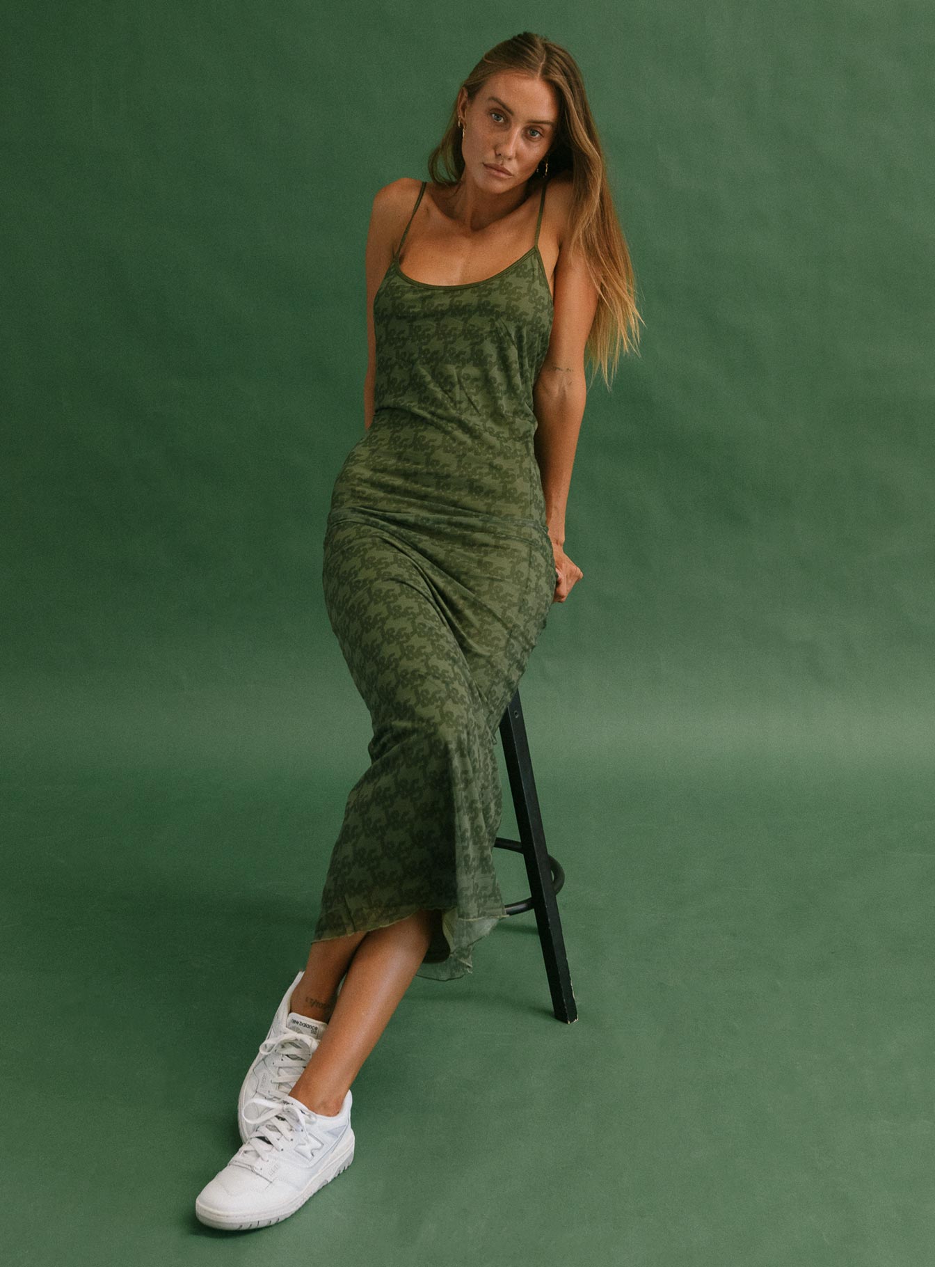 Jagger & Stone Demi Mesh Maxi Dress Khaki - Image 3