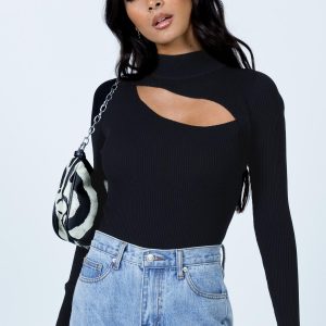 Azalea Long Sleeve Bodysuit Black