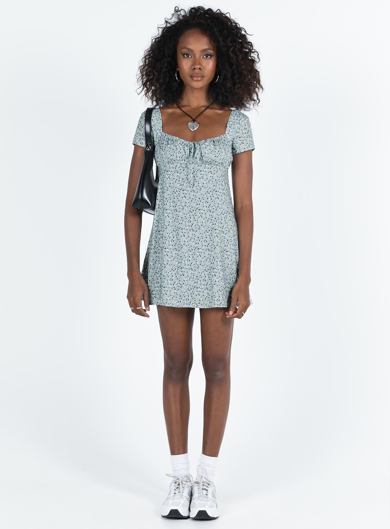 Glenore Mini Dress Green Floral - Image 3