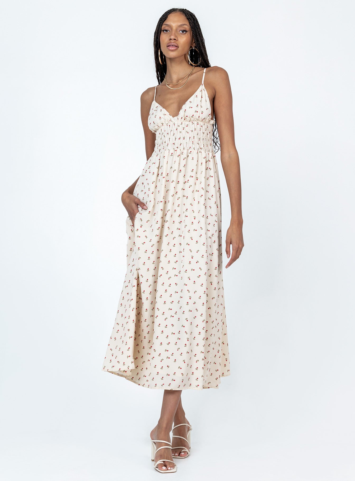 Roza Midi Dress Beige - Image 2