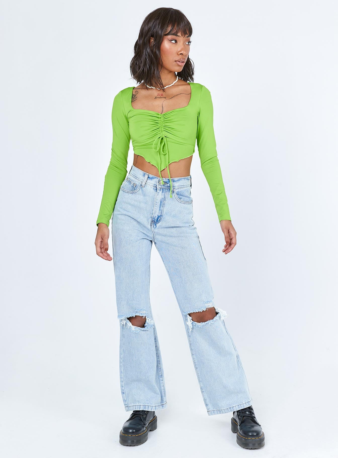 Kenzie Long Sleeve Top Green - Image 2