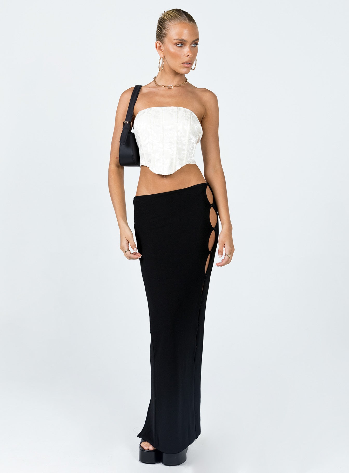 Jordan Knit Midi Skirt Black - Image 3