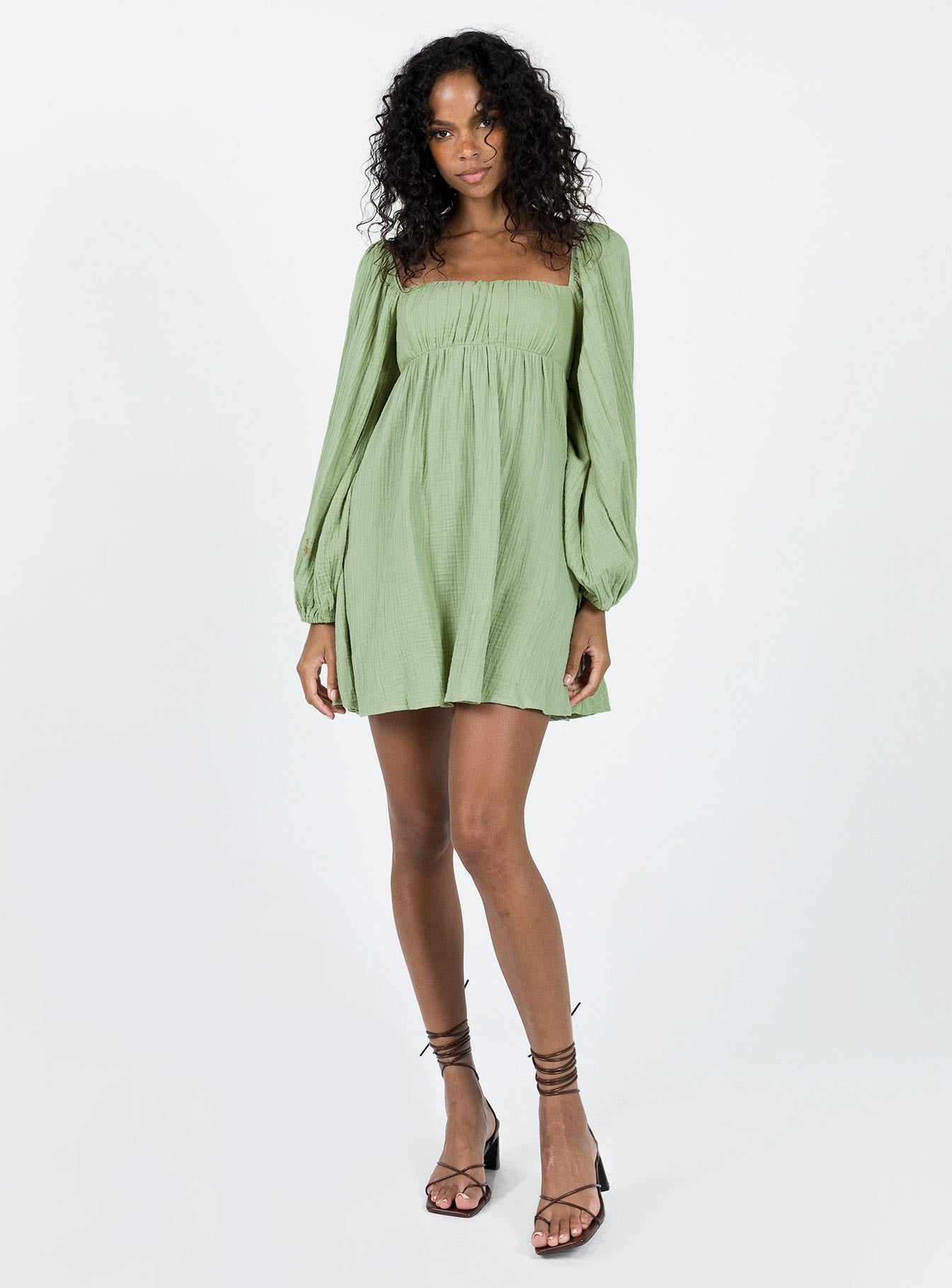 Let's Dance Long Sleeve Mini Dress Sage - Image 3