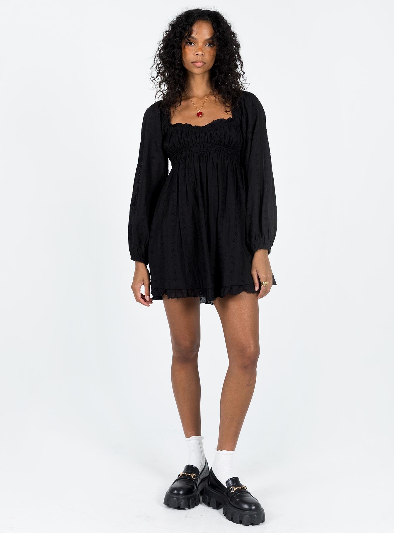 Carlita Long Sleeve Mini Dress Black - Image 3
