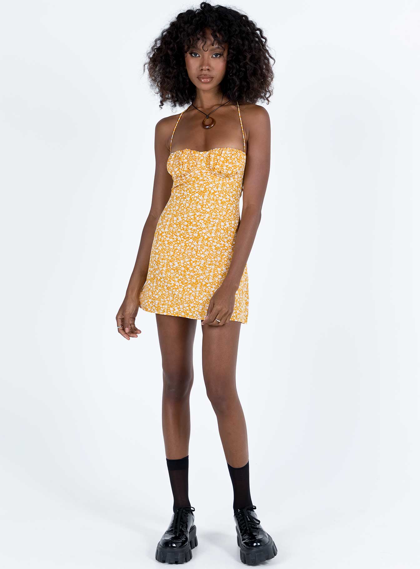 Acer Mini Dress Yellow Floral - Image 2