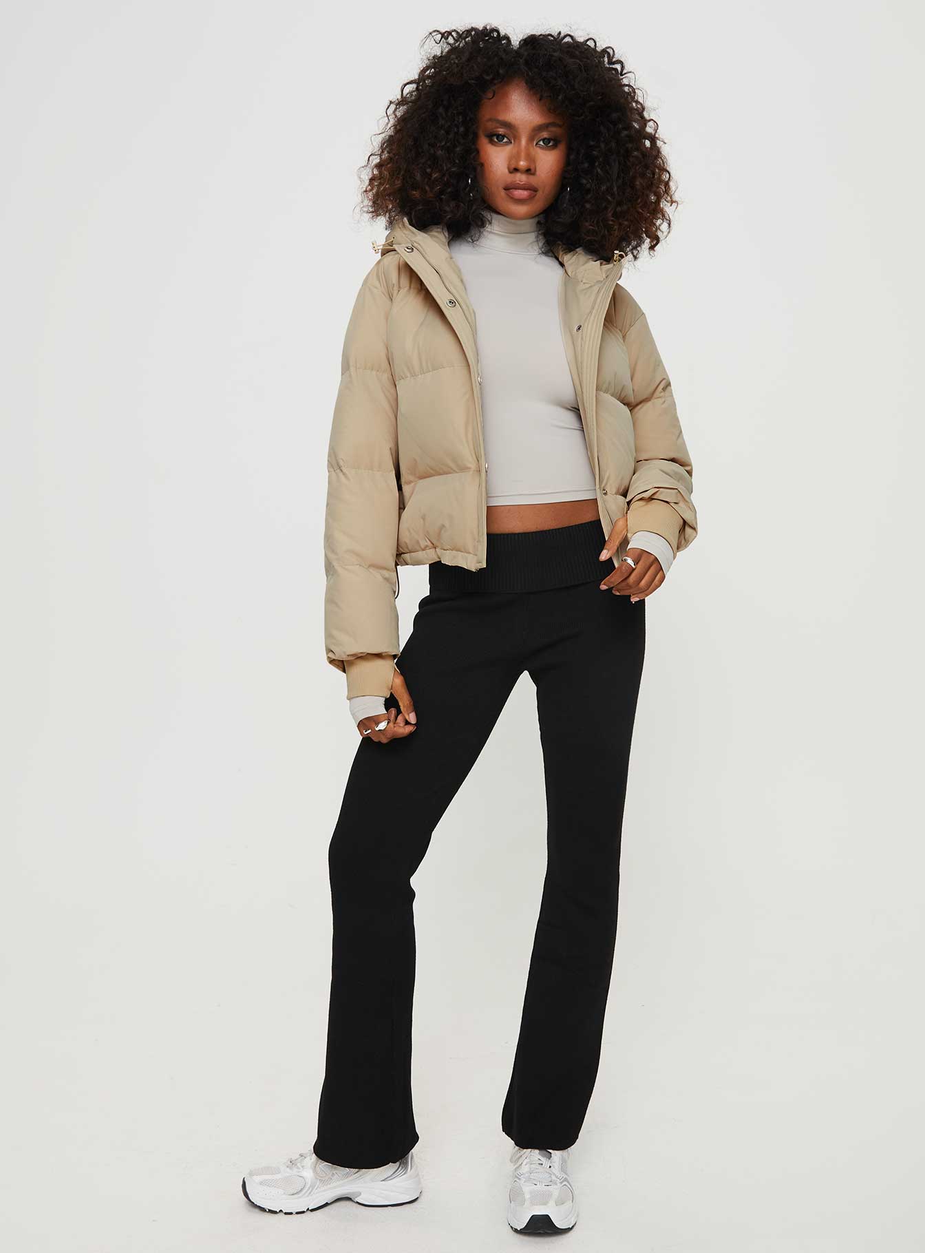 Morrie Hooded Puffer Jacket Latte - Image 3