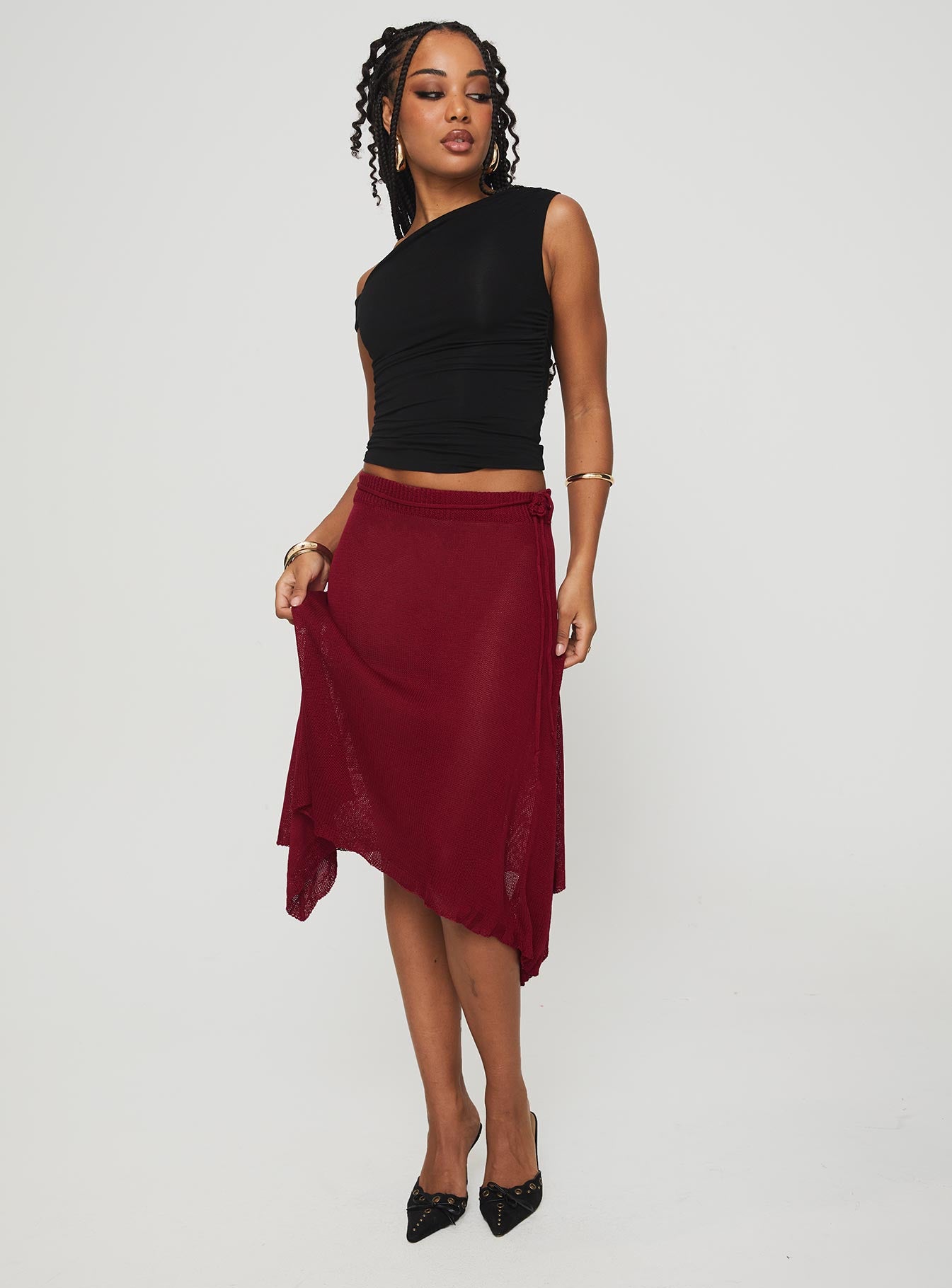 Leysa Midi Skirt Red - Image 3