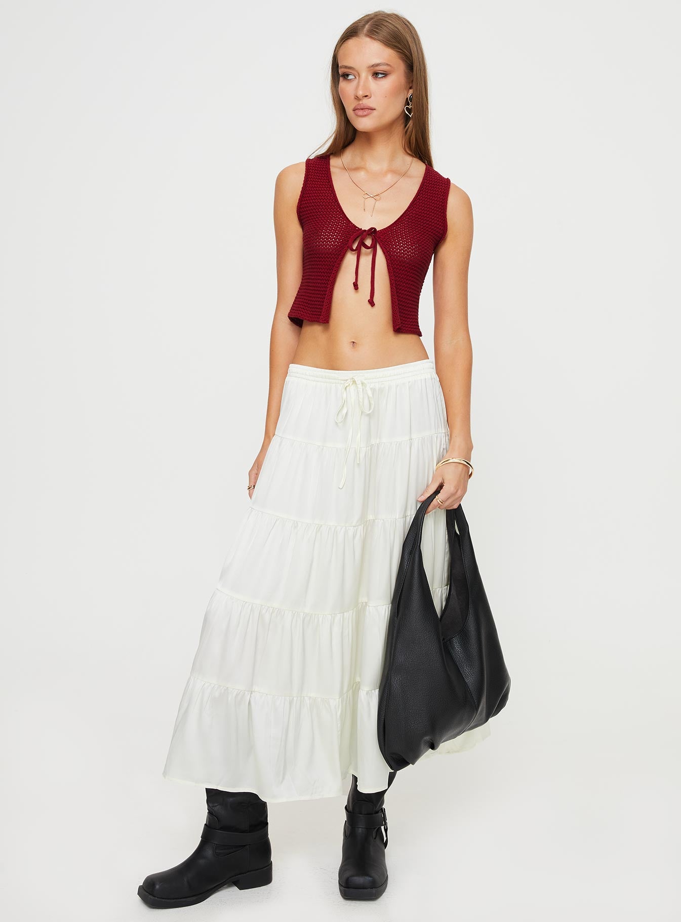 Keira Tiered Maxi Skirt Porcelain - Image 3