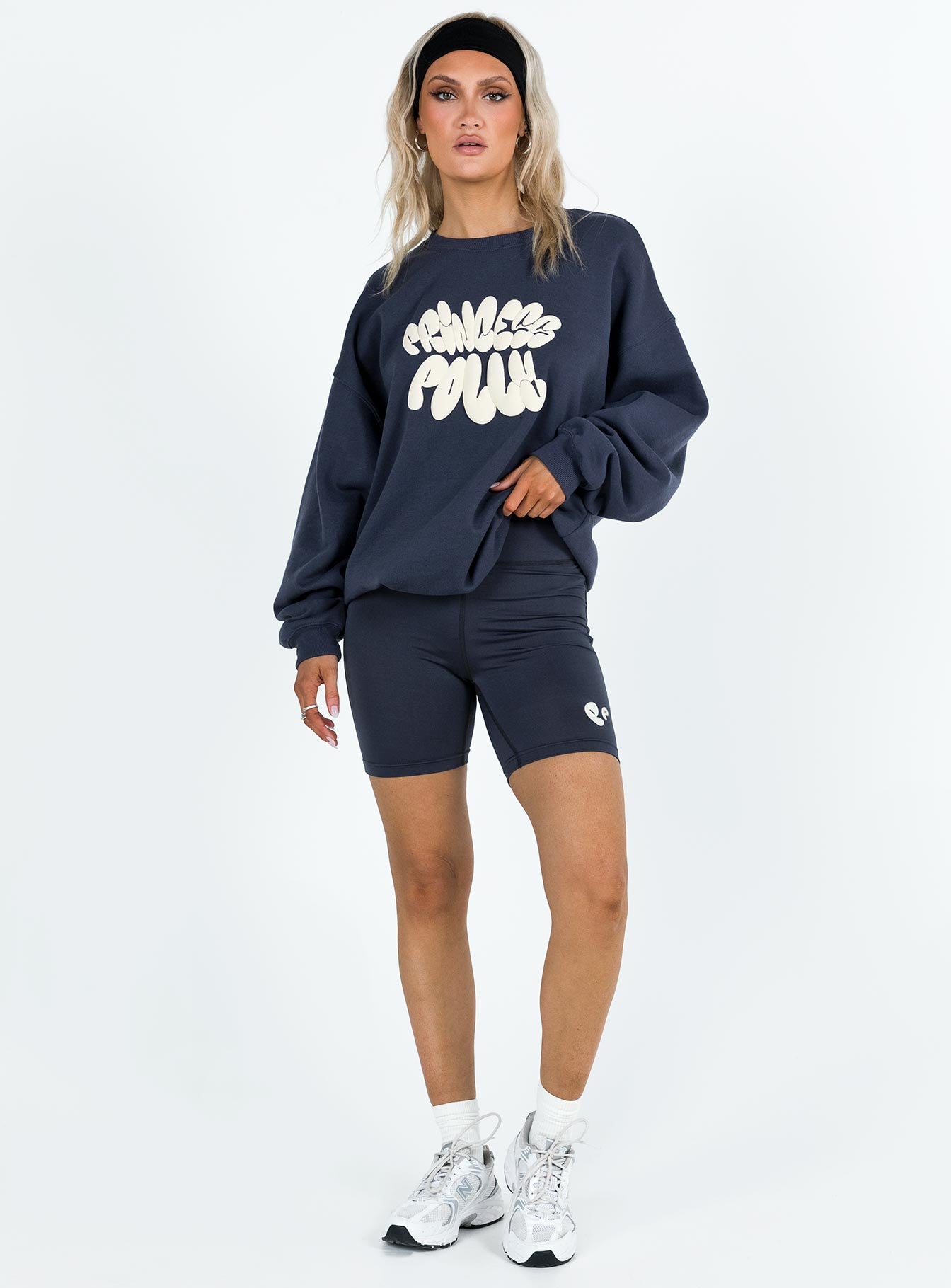 Princess Polly Bike Shorts Bubble Text Slate - Image 3