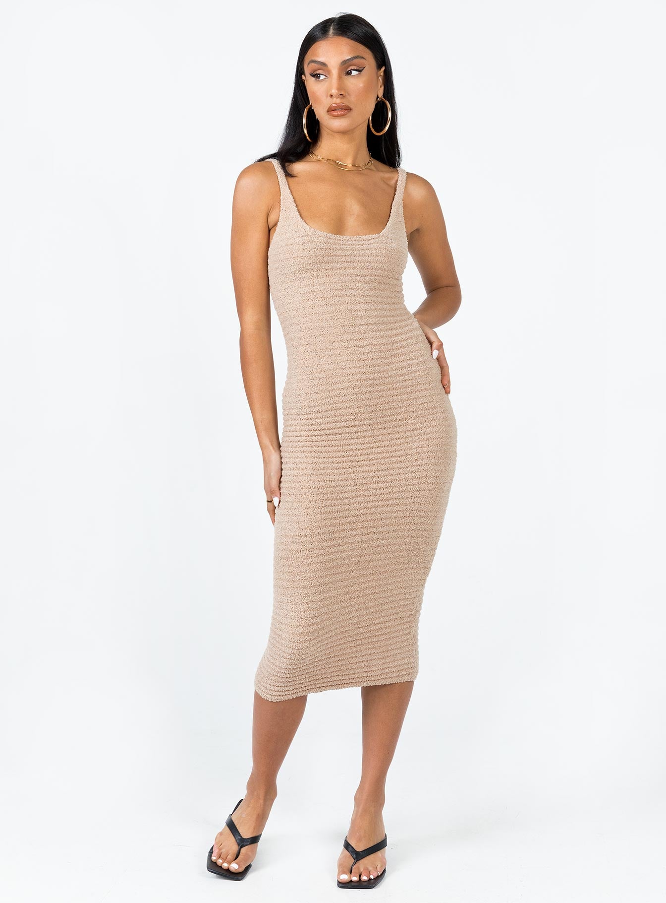 Louis Midi Dress Beige - Image 3