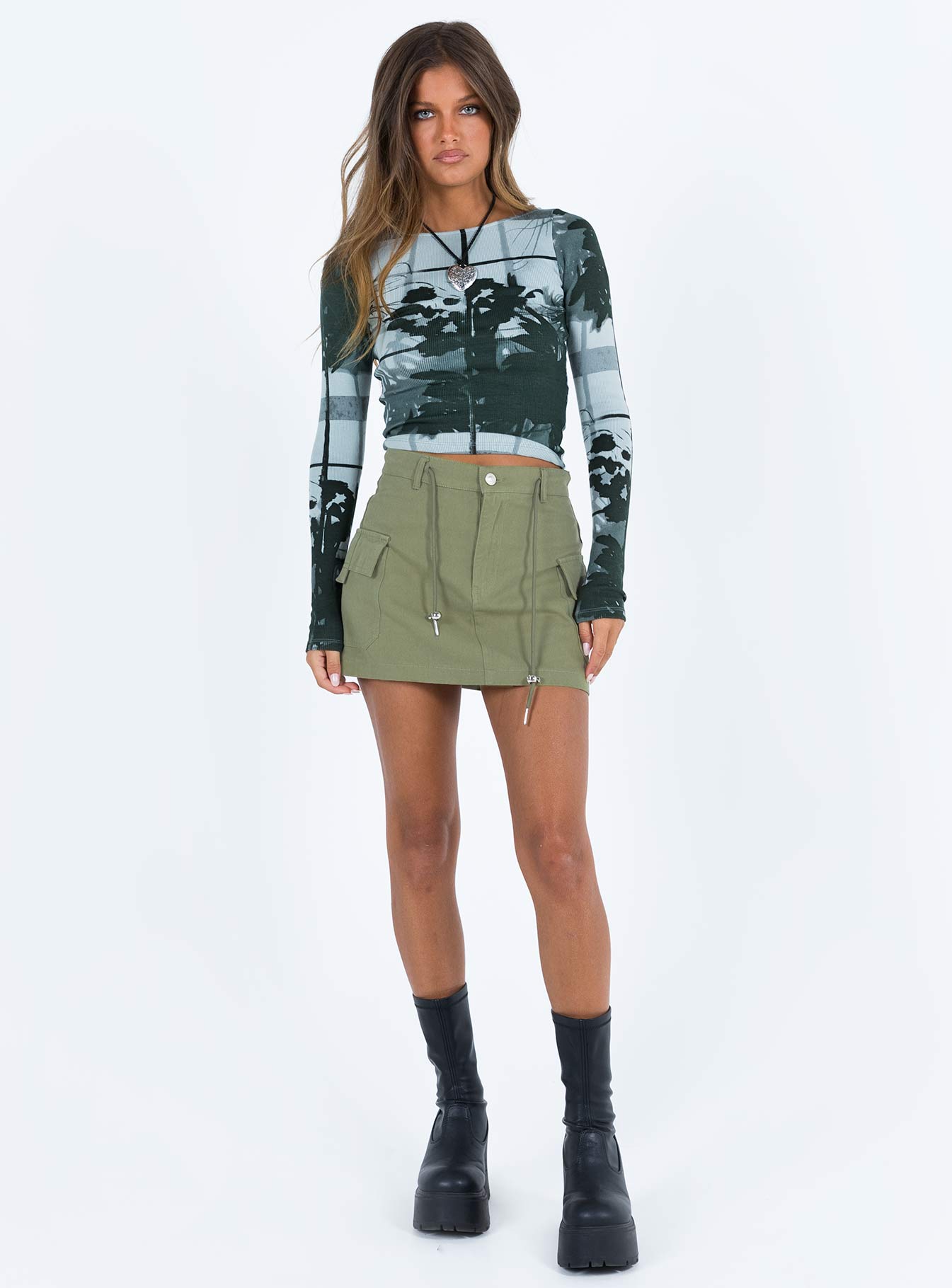 Torres Cargo Mini Skirt Khaki - Image 4