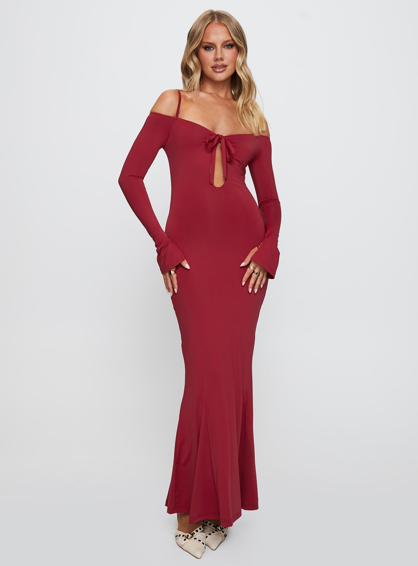 Lucillea Long Sleeve Maxi Dress Red - Image 2