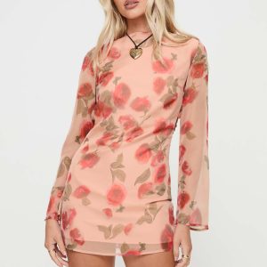Florinda Long Sleeve Mini Dress Pink Floral
