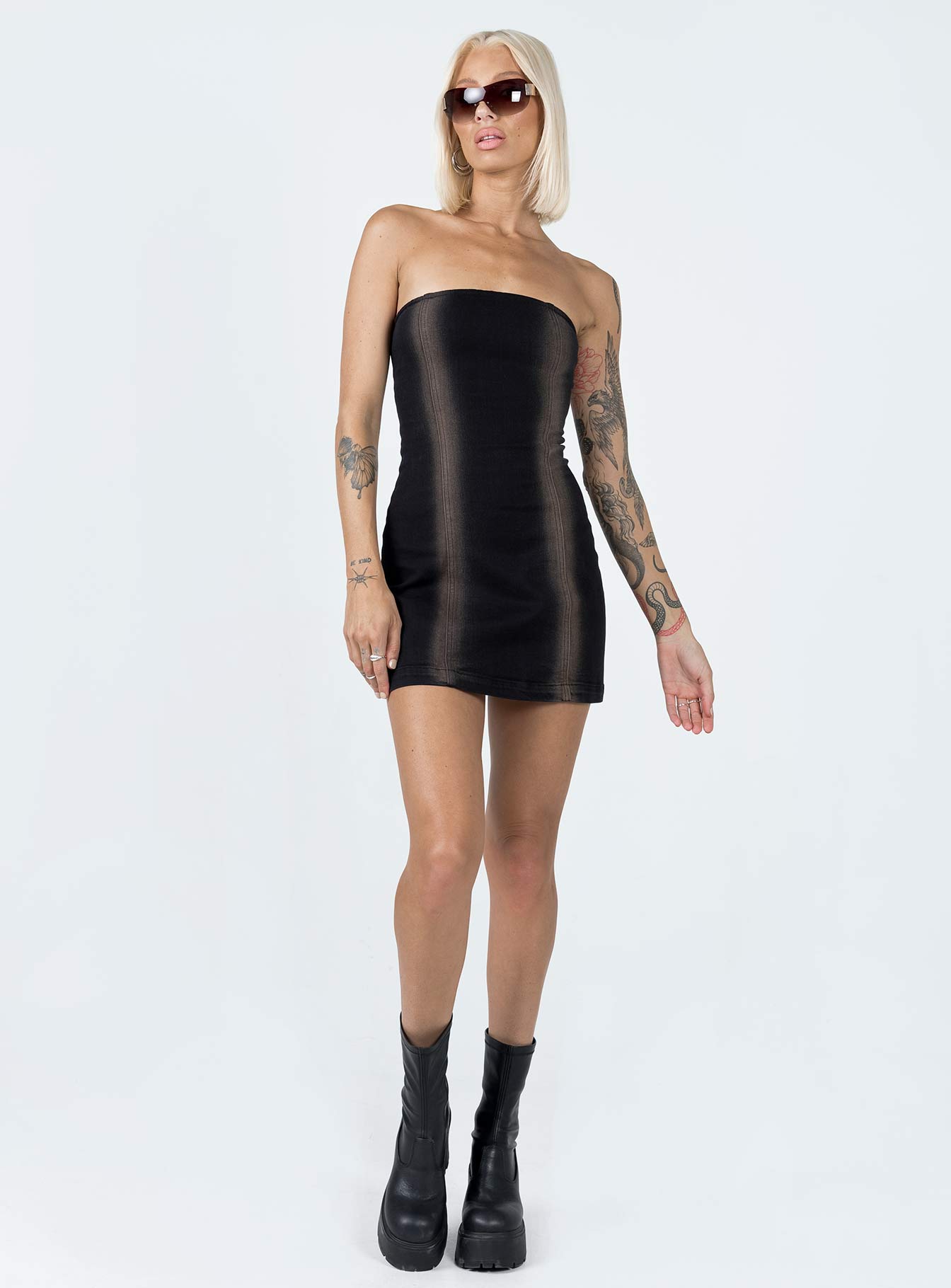 Pre Show Denim Mini Dress Black - Image 3