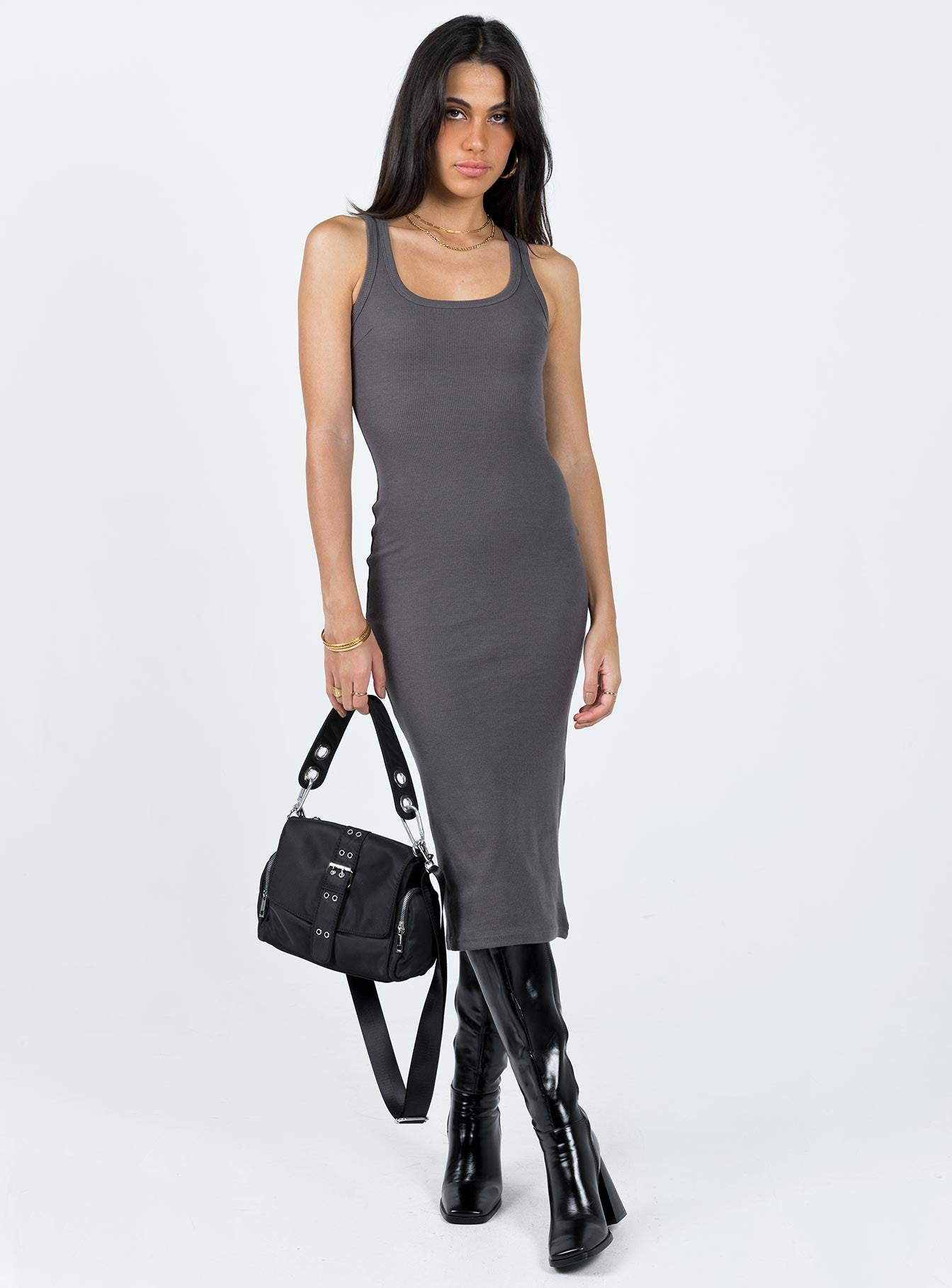 Camellia Midi Dress Slate Grey - Image 3