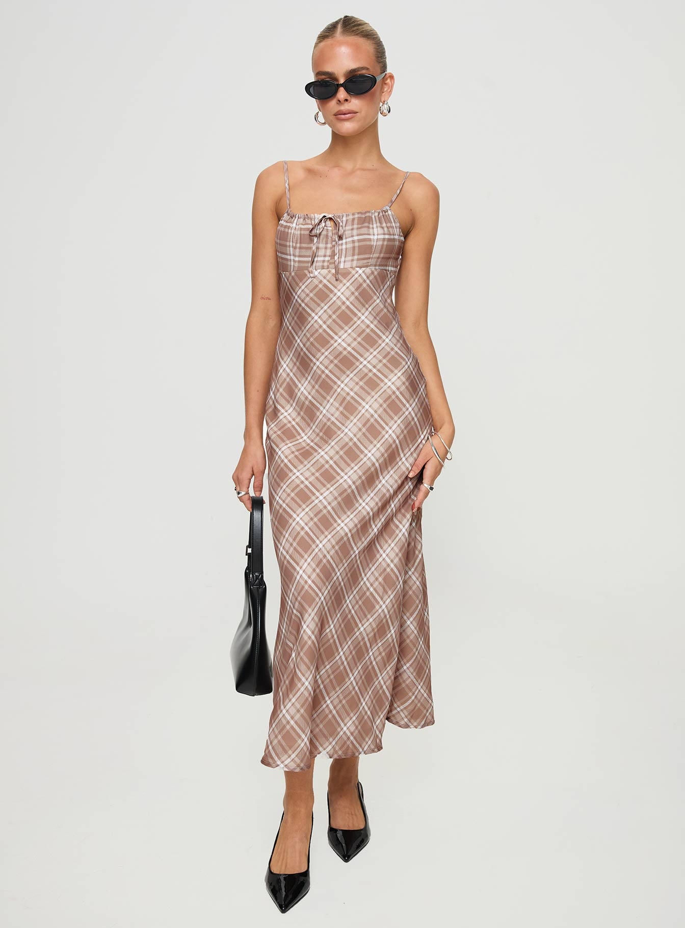 Wallin Maxi Dress Brown Check - Image 3