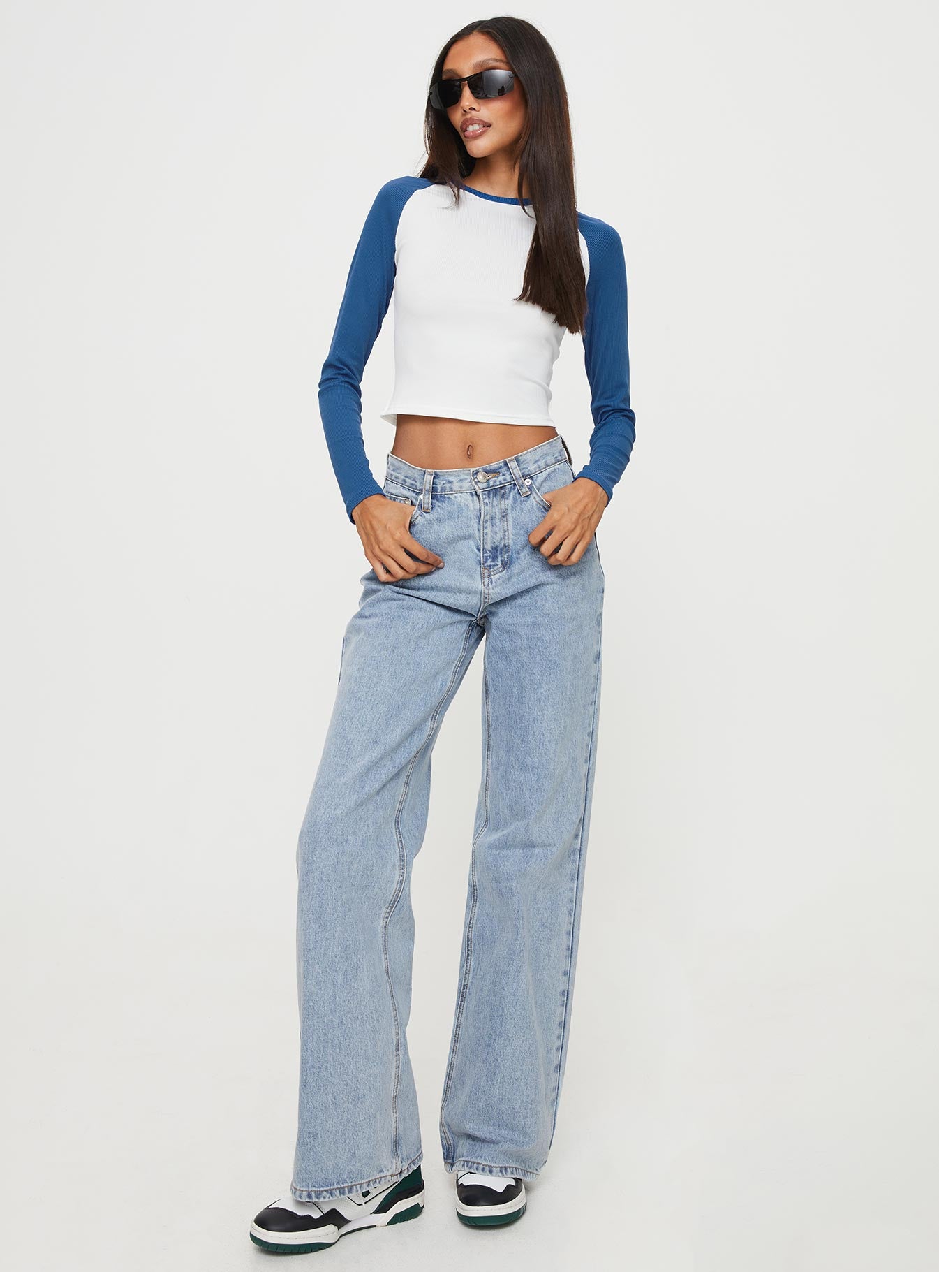 Markey Long Sleeve Top White / Blue - Image 3