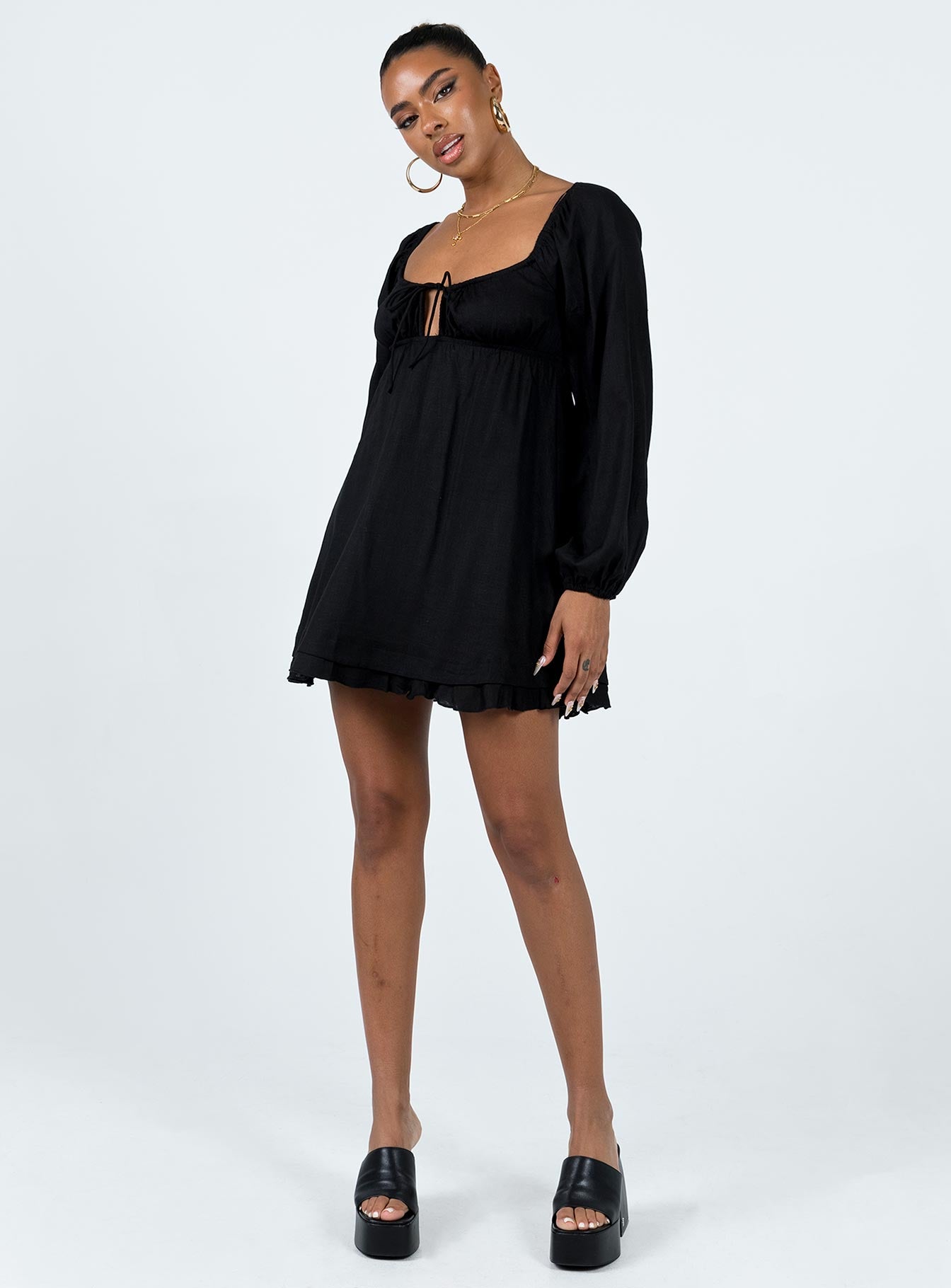 Empress Of Love Long Sleeve Mini Dress Black - Image 2