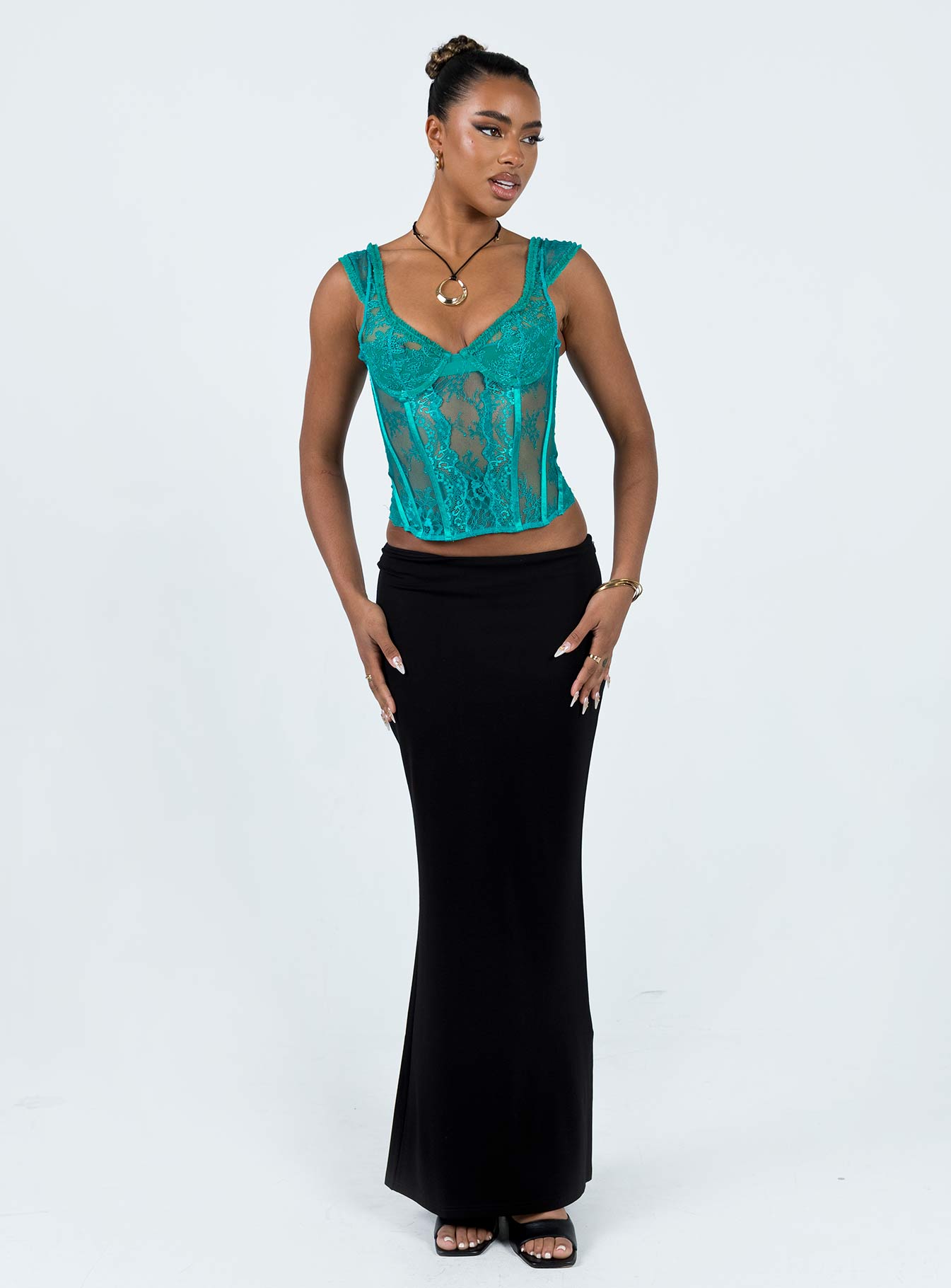 Some Like It Hot Lace Corset Teal - Image 3