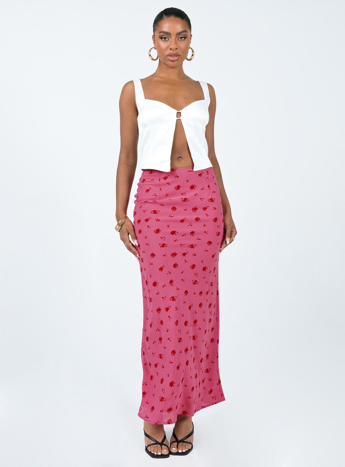 Gendling Midi Skirt Pink Floral - Image 2