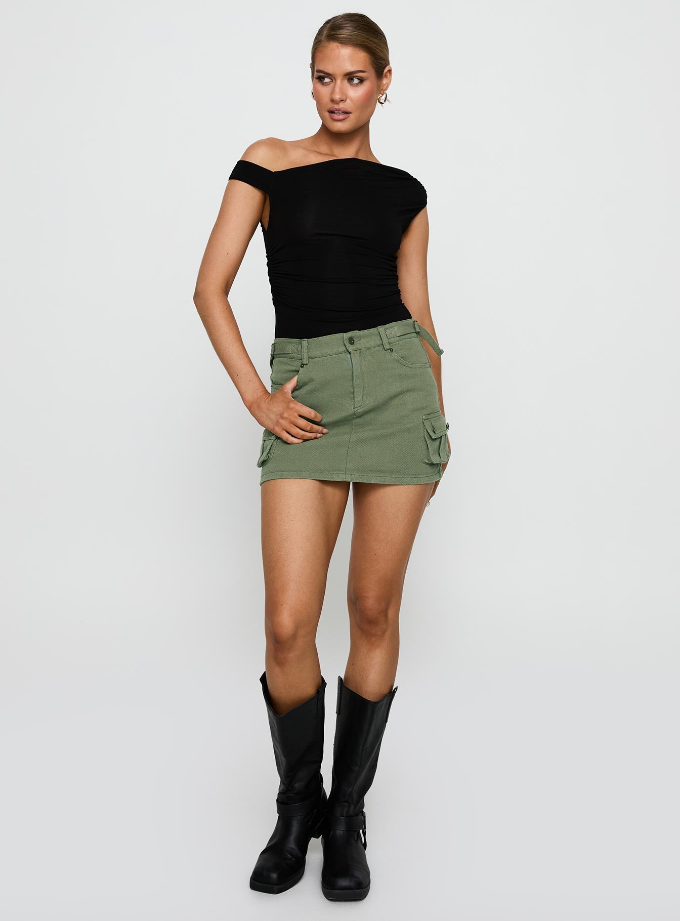 Peterson Cargo Mini Skirt Khaki - Image 3