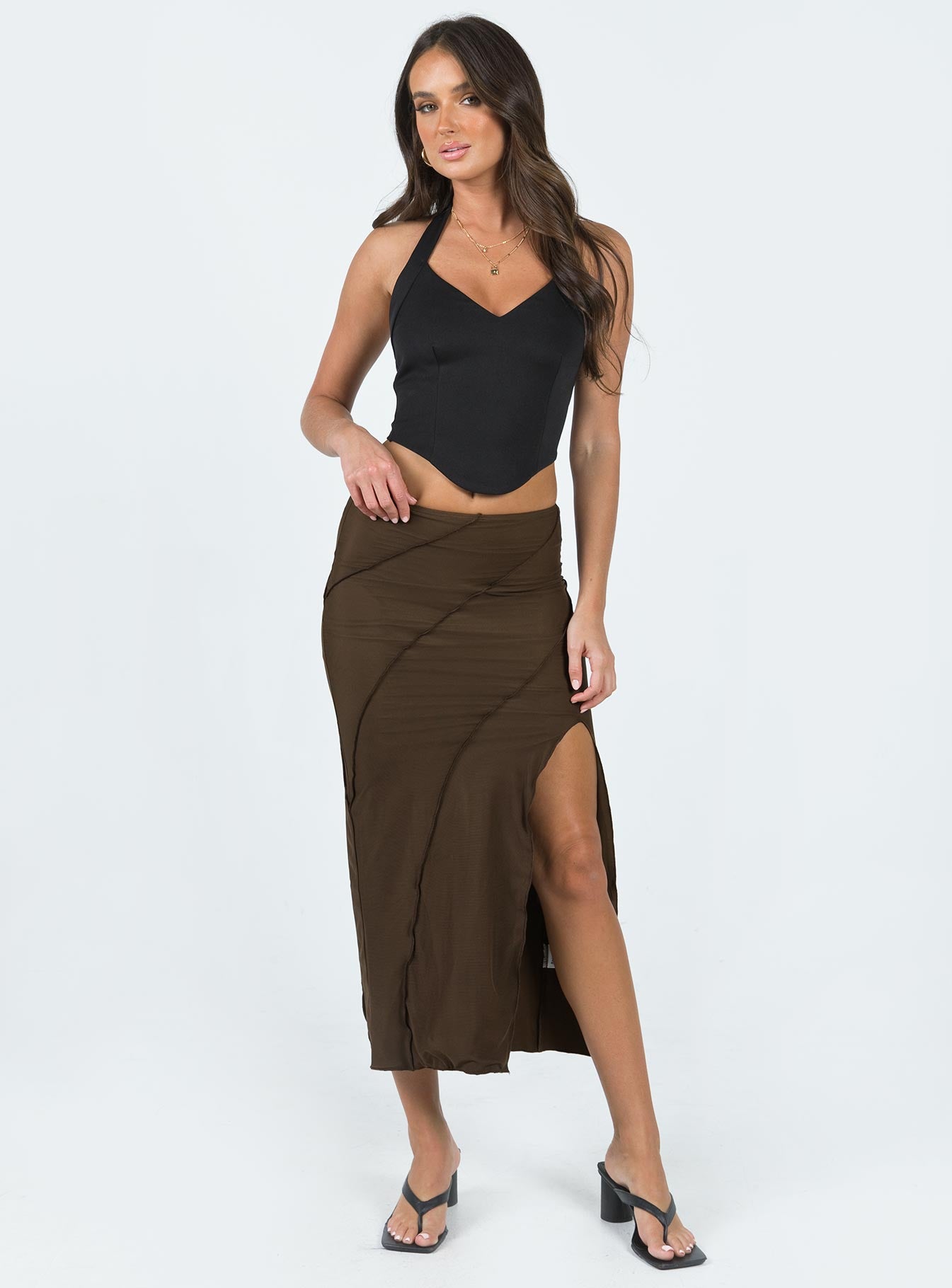 Erika Midi Skirt Brown - Image 2