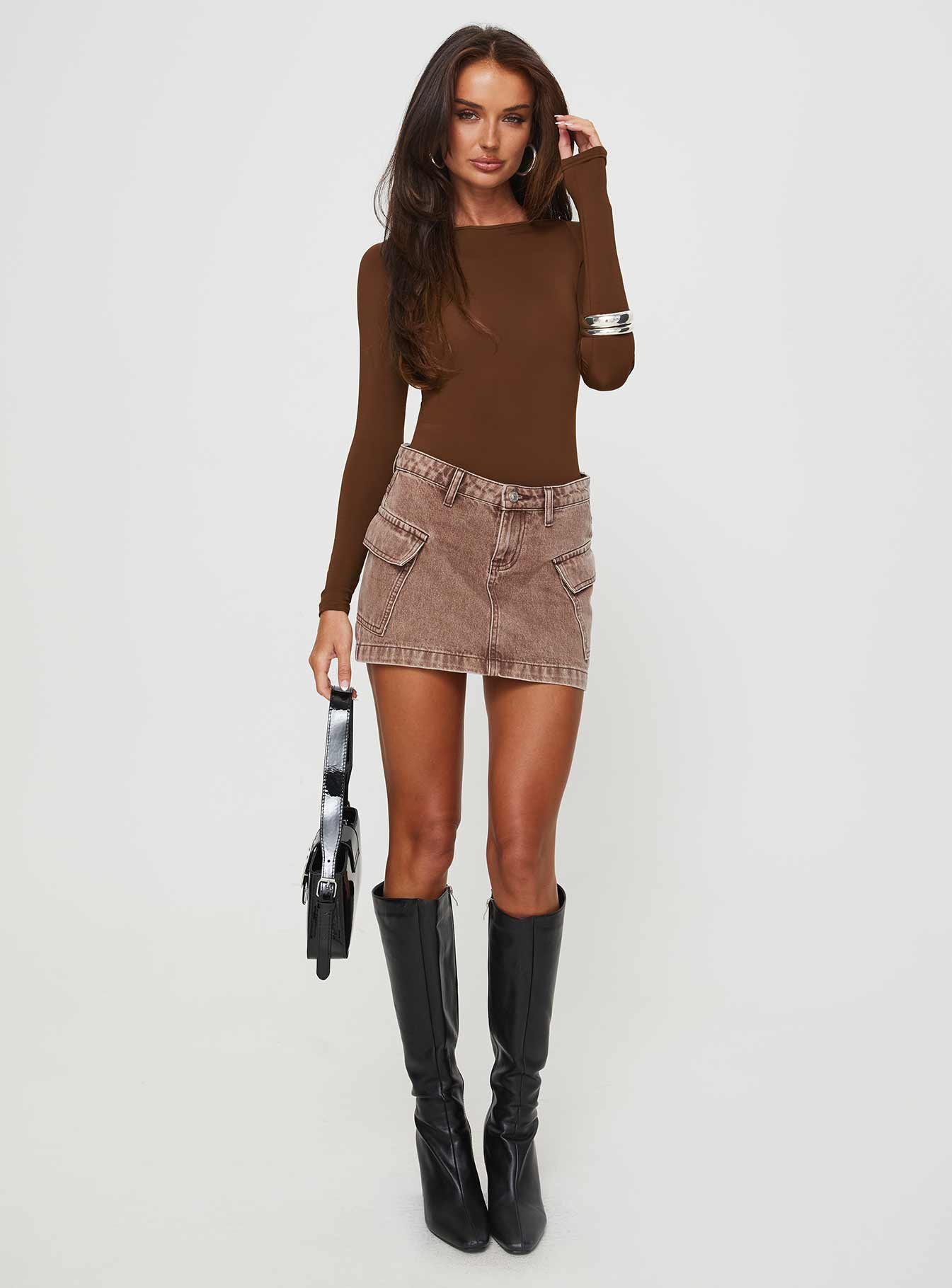 Gatewood Long Sleeve Bodysuit Brown - Image 3