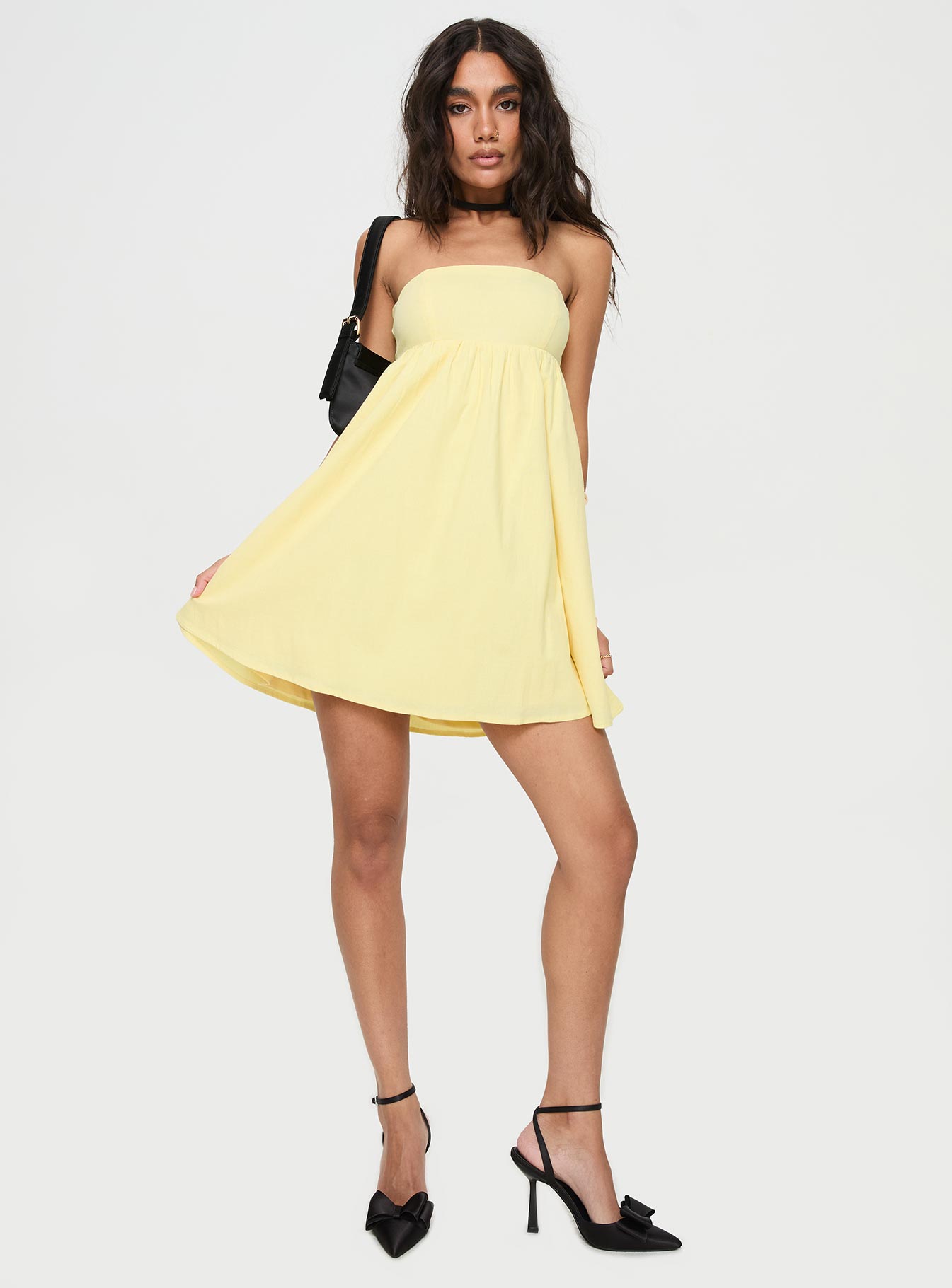Osment Strapless Mini Dress Lemon - Image 3