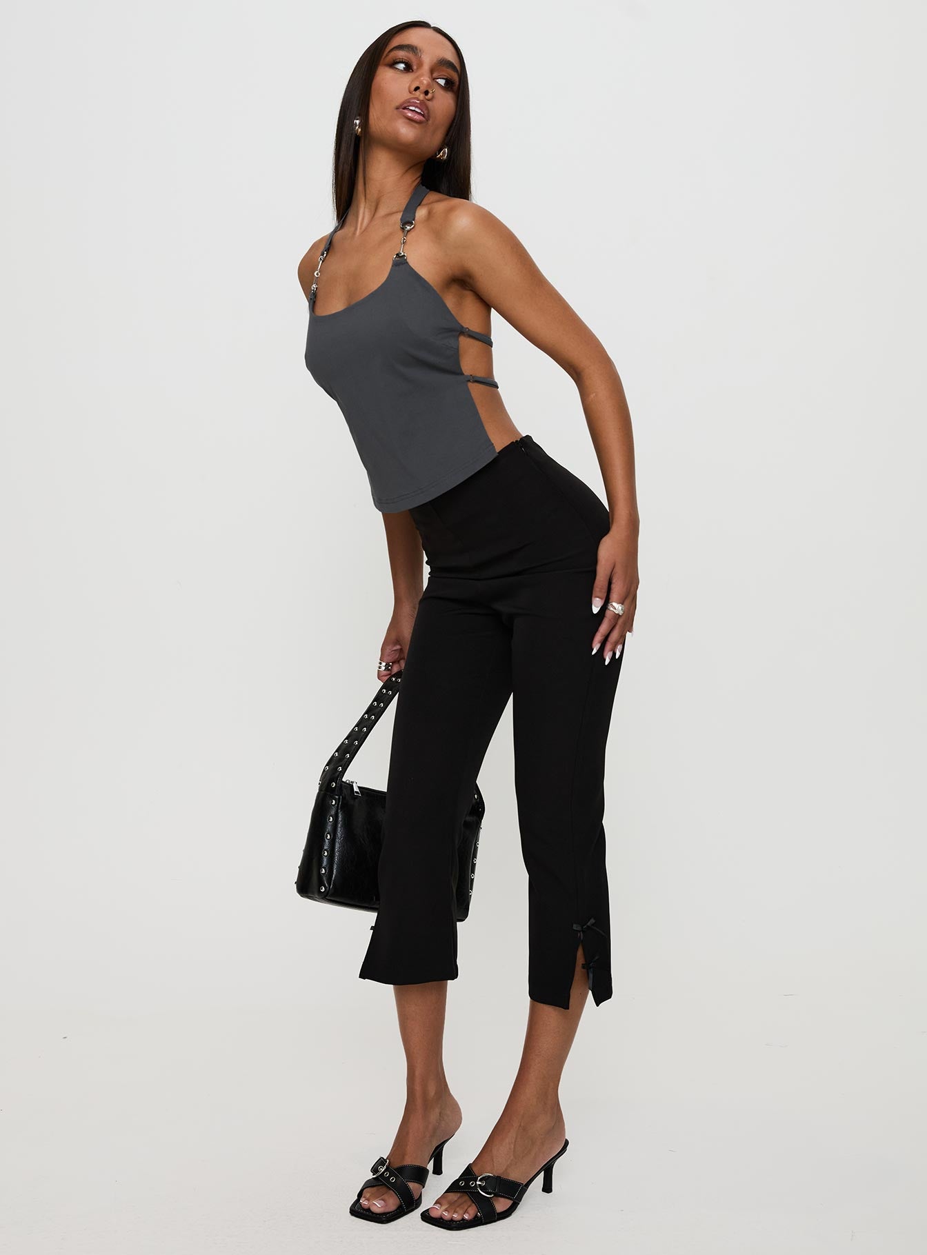 Eyes On You Backless Top Slate - Image 3