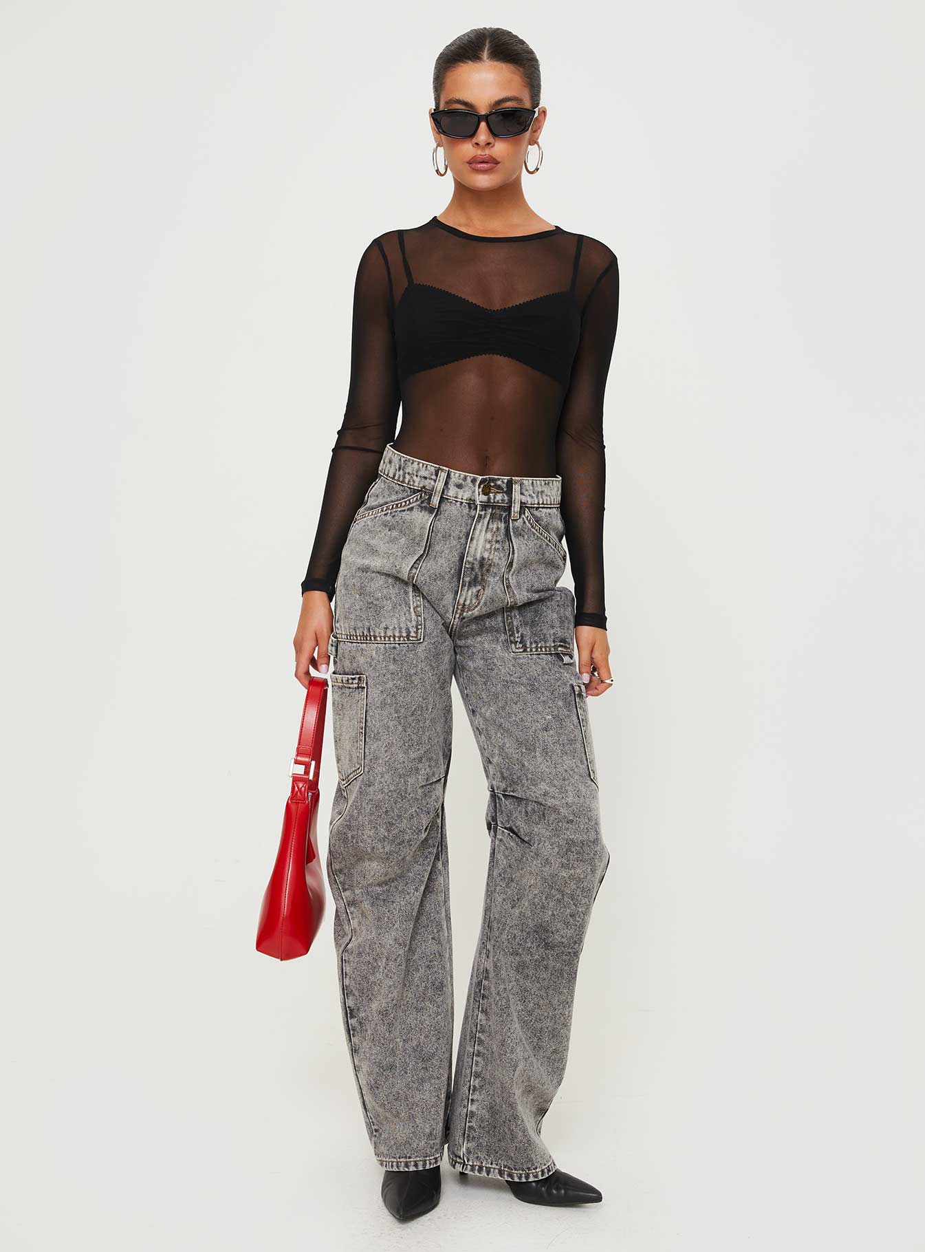 Minsky Long Sleeve Mesh Bodysuit Black - Image 3