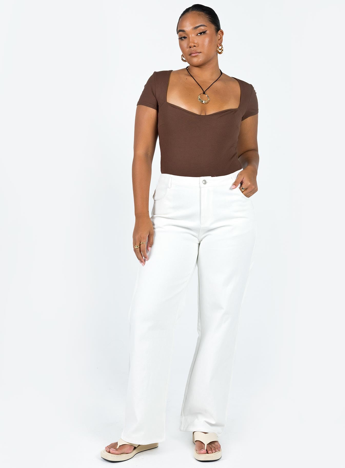 Nolan Short Sleeve Bodysuit Brown - Image 3