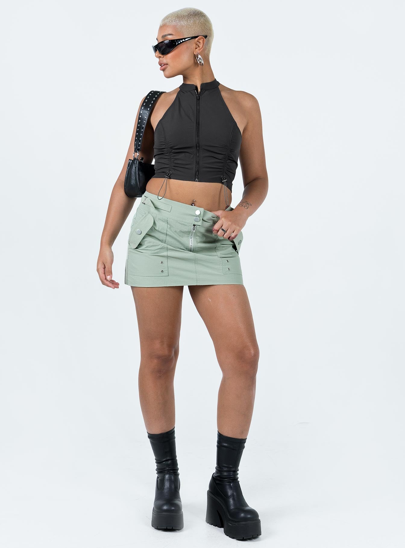 Knightley Cargo Mini Skirt Khaki - Image 3