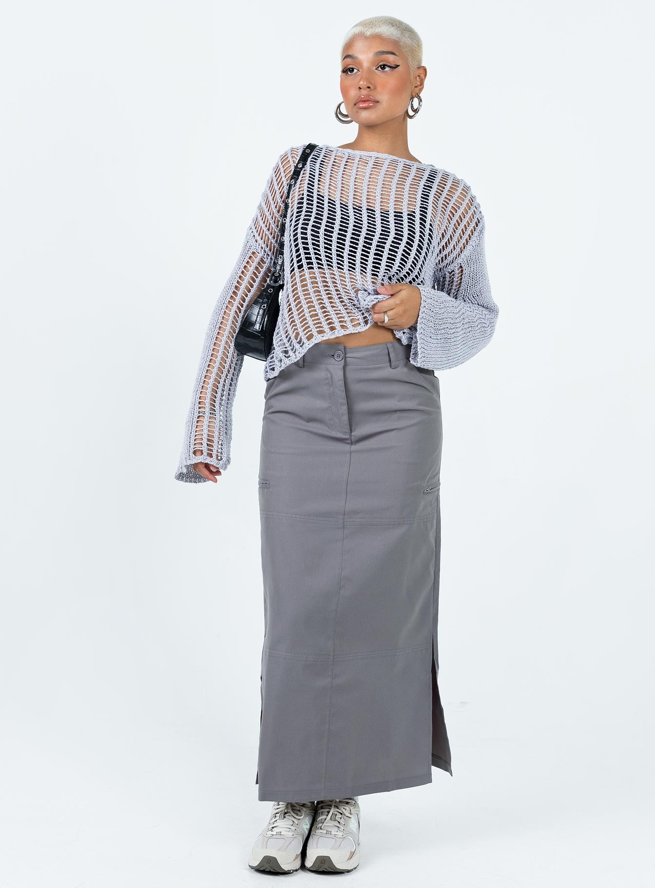 Elderbery Cargo Maxi Skirt Grey - Image 3
