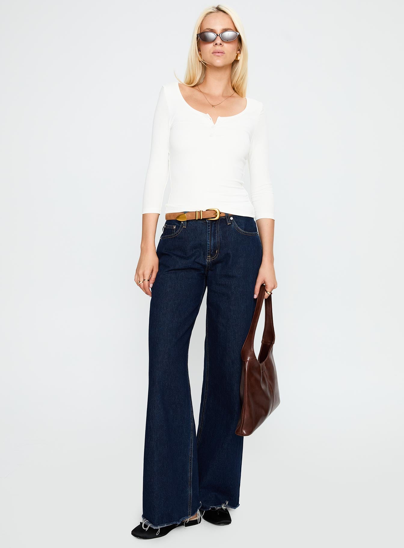 Desirae 3/4 Sleeve Top White - Image 3