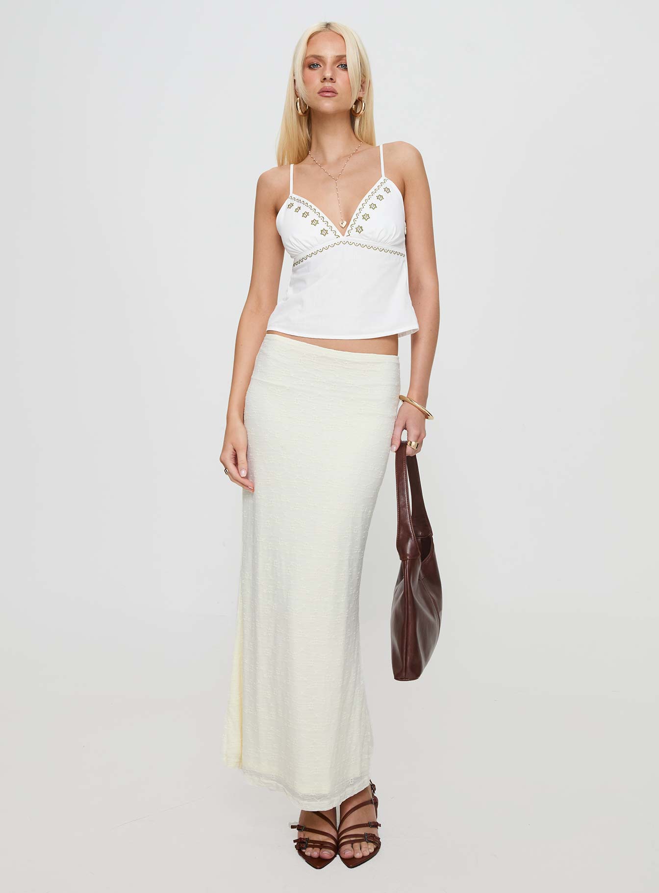 Love Like Yours Lace Maxi Skirt Cream - Image 3