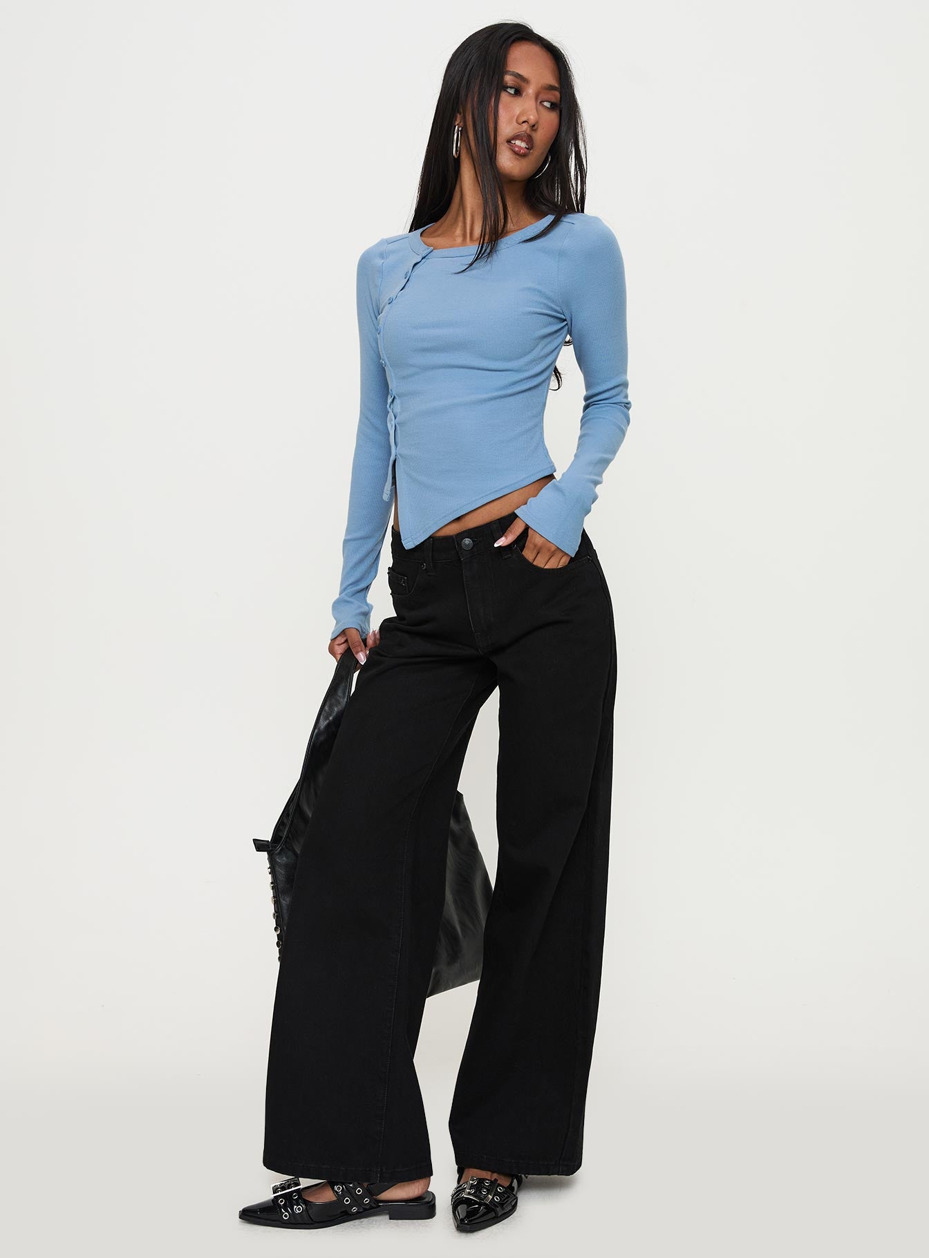 Baseline Button Up Long Sleeve Top Blue - Image 2