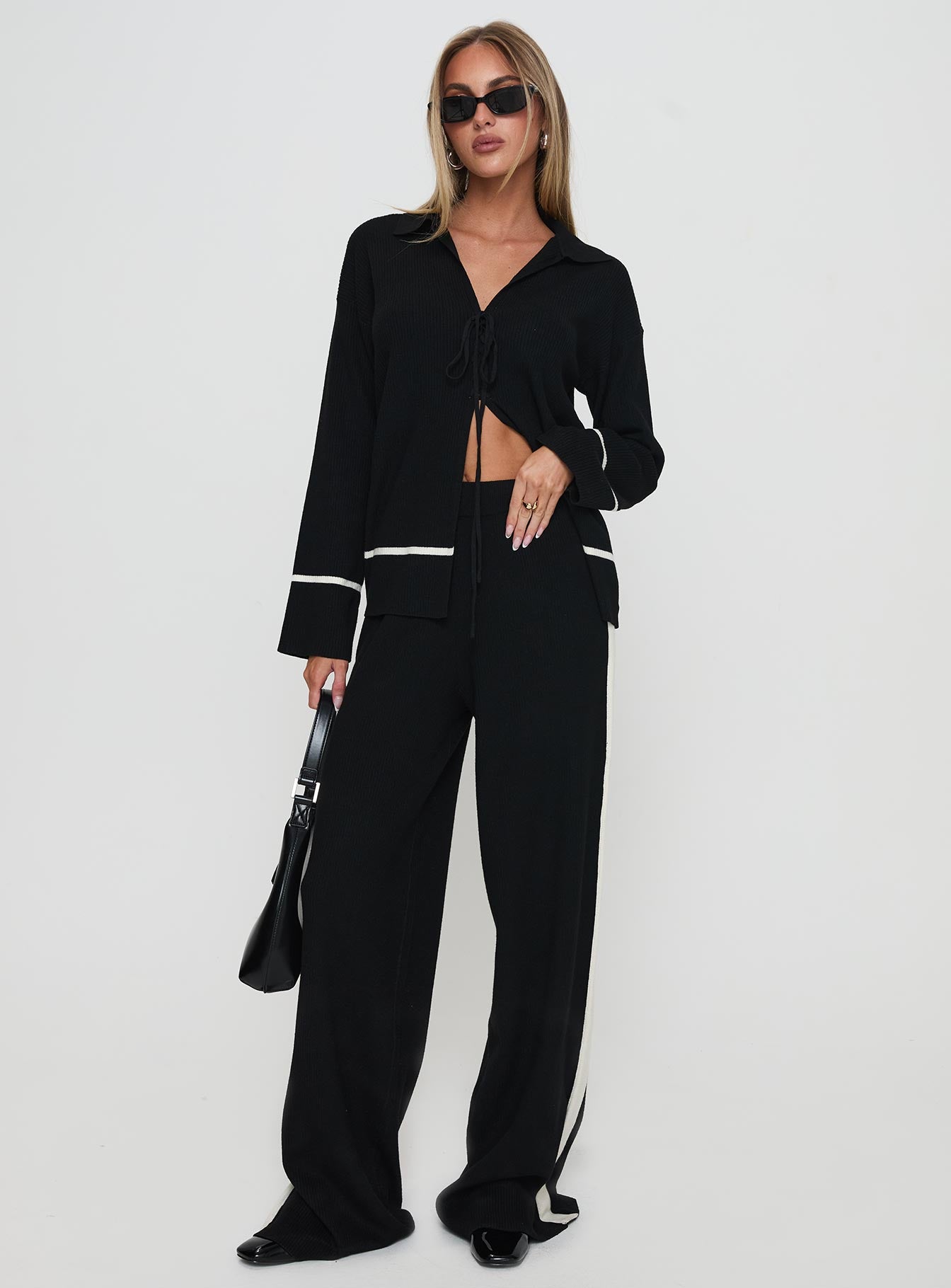 Kester Tie Front Knit Set Black - Image 3