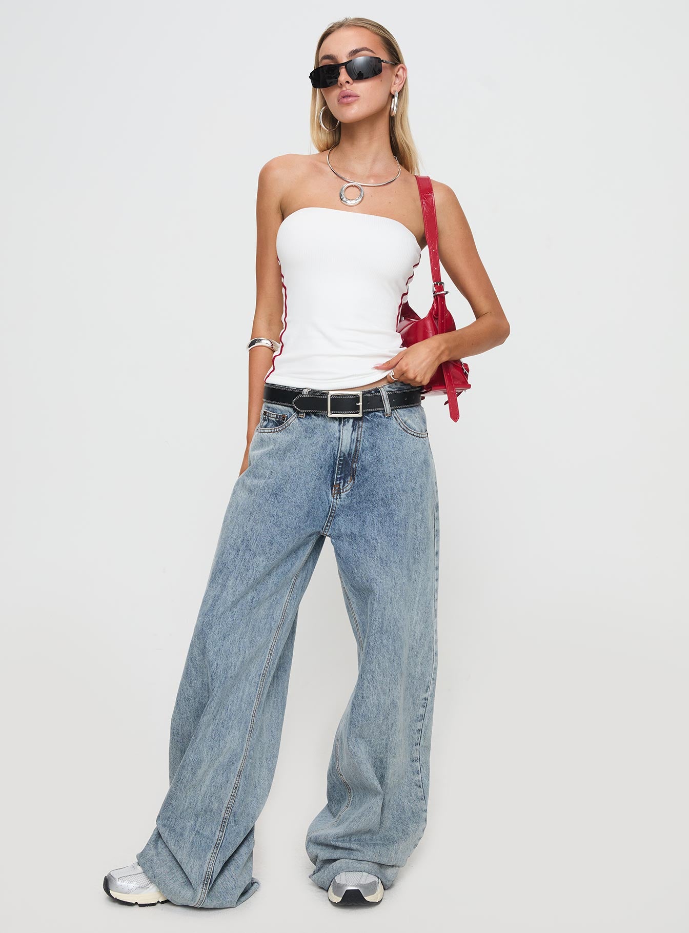 Simpi Strapless Top White/Red - Image 3