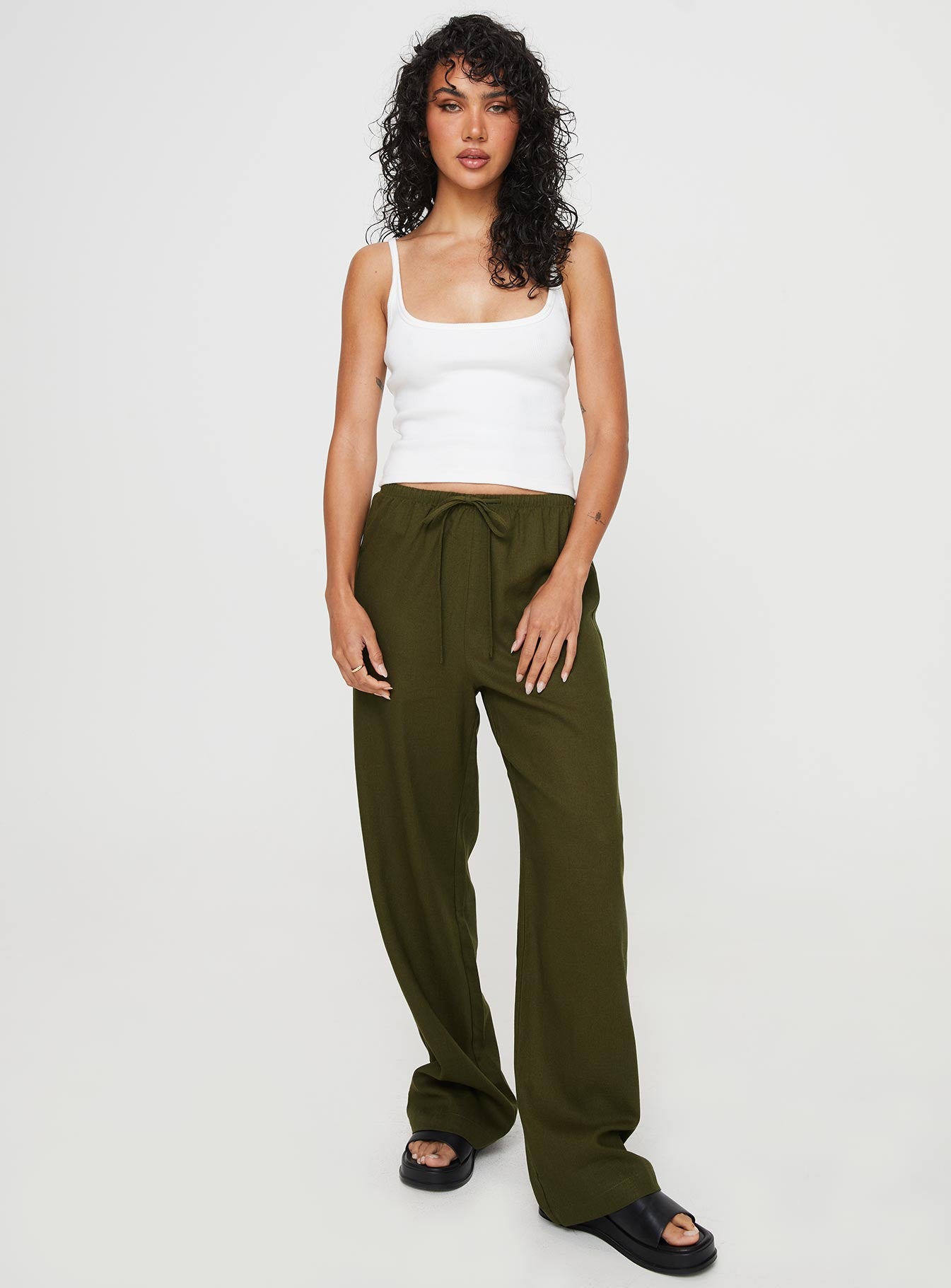 Breeta Drawstring Pants Olive - Image 3