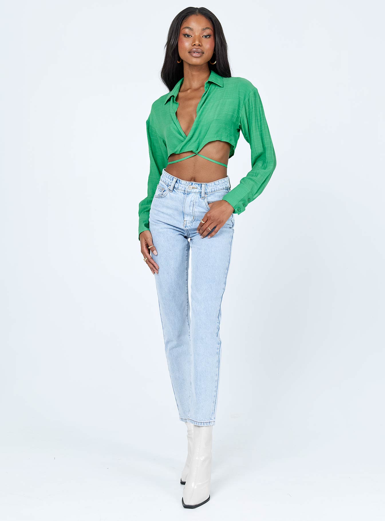 Caprice Long Sleeve Top Green - Image 2