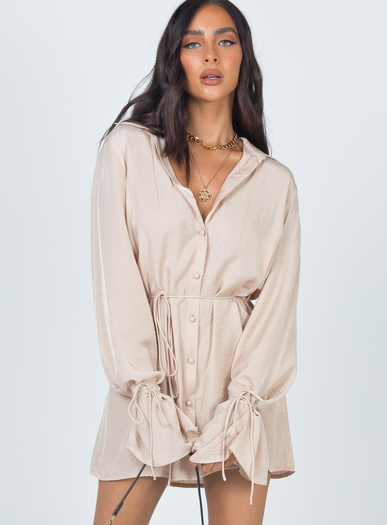 Forbidden Mini Dress Beige - Image 4