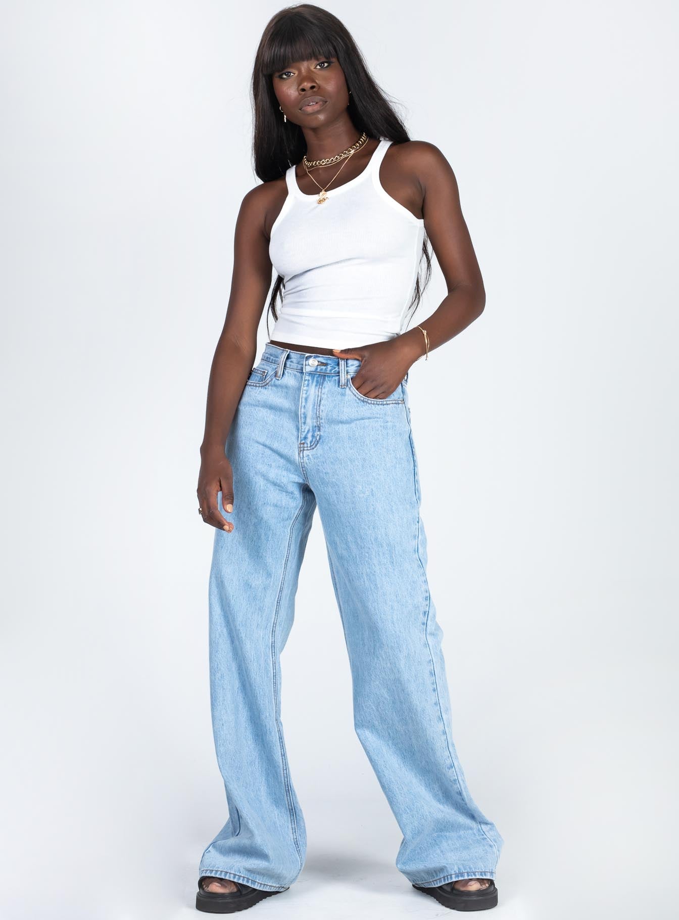 Wild Eyes Long Line Tank Top White - Image 3