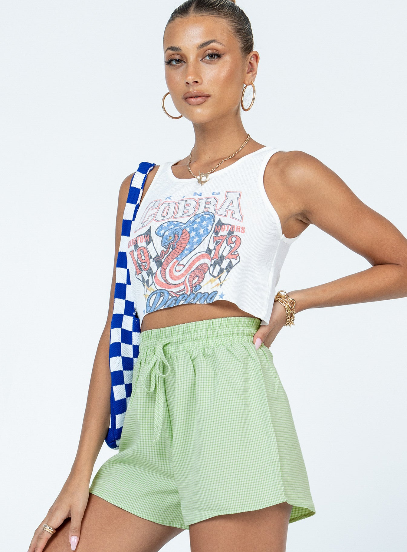 Claudette Gingham Shorts Green - Image 3