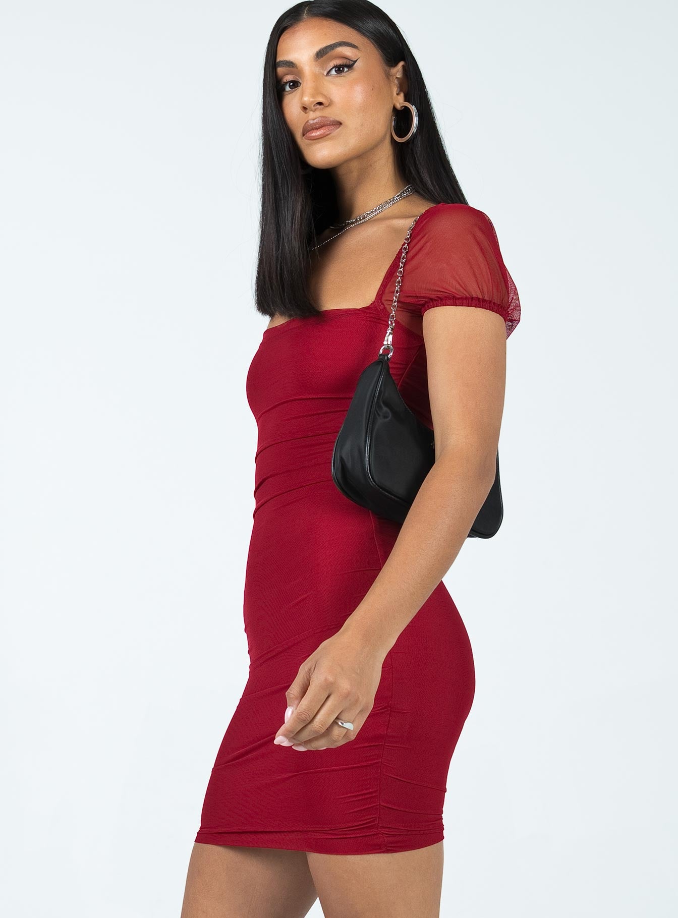 Charvi Mini Dress Maroon - Image 4