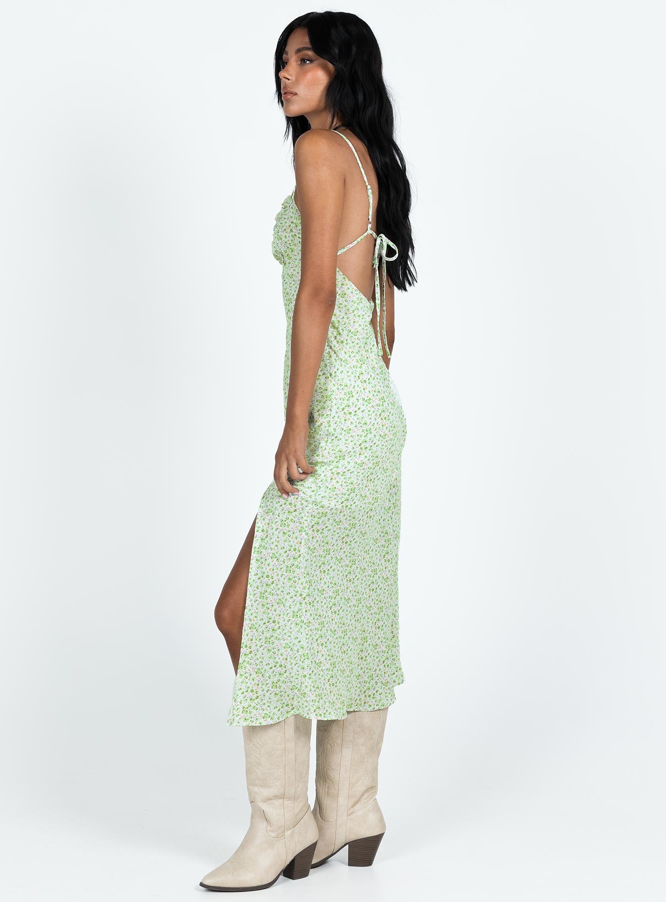 Corbio Midi Dress Green Floral - Image 4