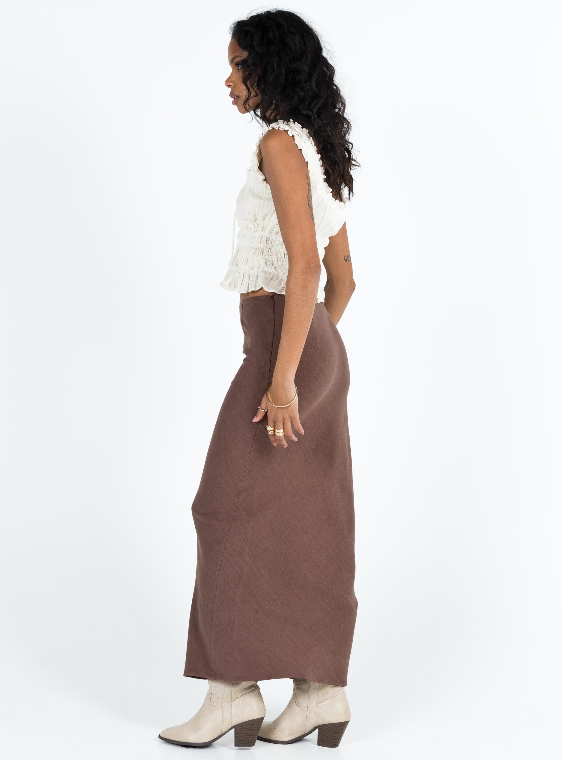 Jodie Maxi Skirt Brown - Image 4