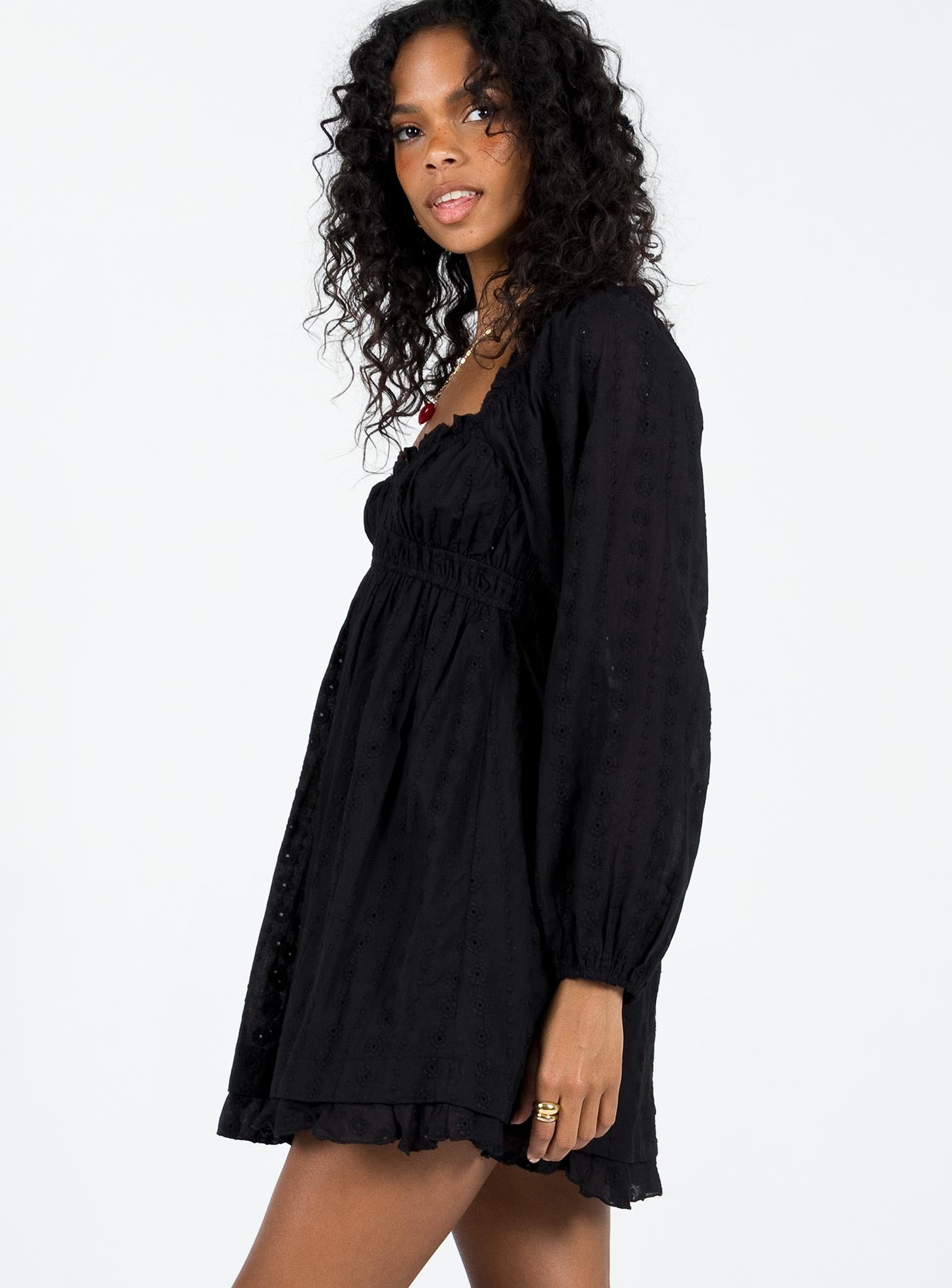 Carlita Long Sleeve Mini Dress Black - Image 4