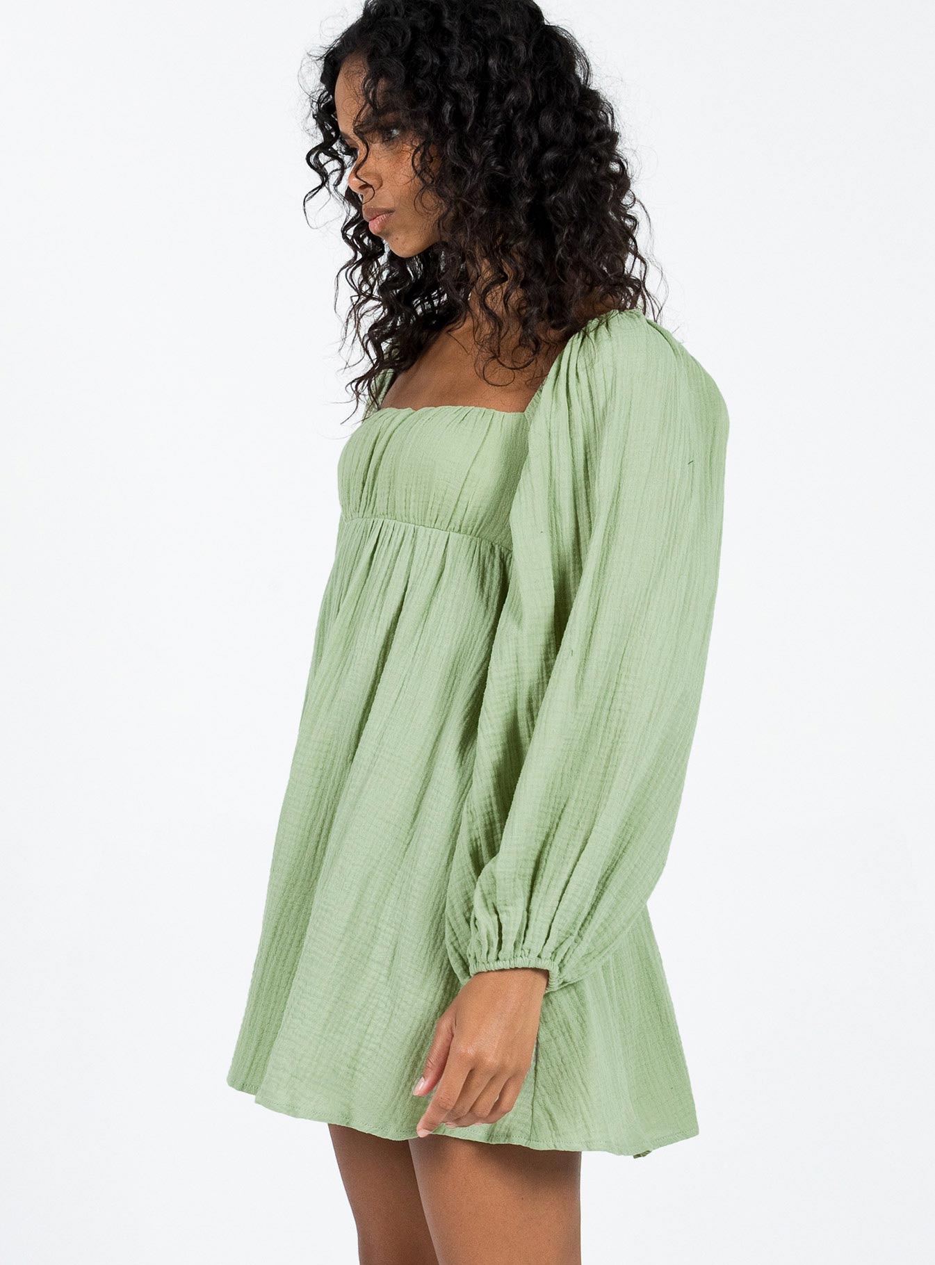 Let's Dance Long Sleeve Mini Dress Sage - Image 4