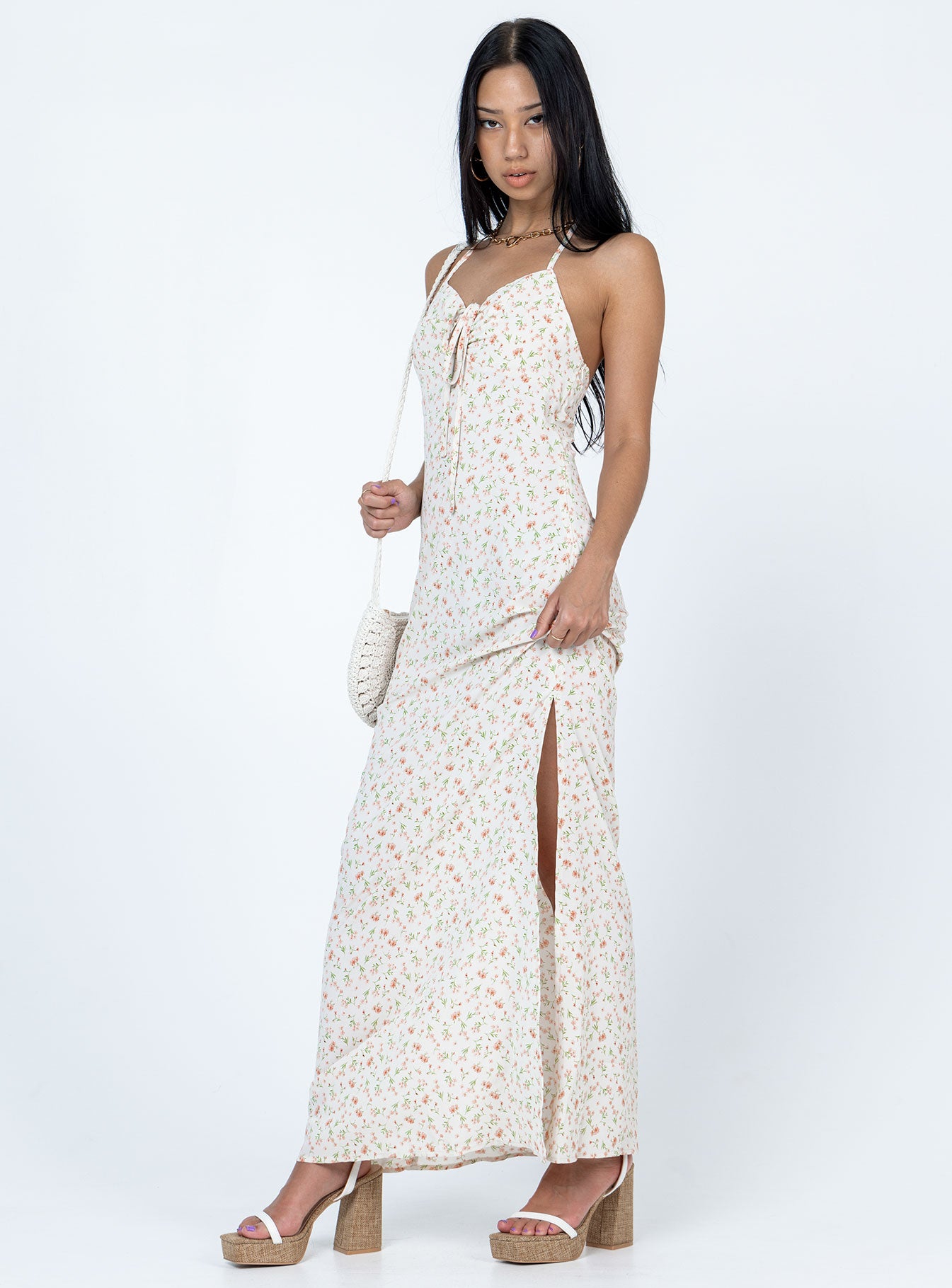 Delilah Maxi Dress White Multi - Image 3