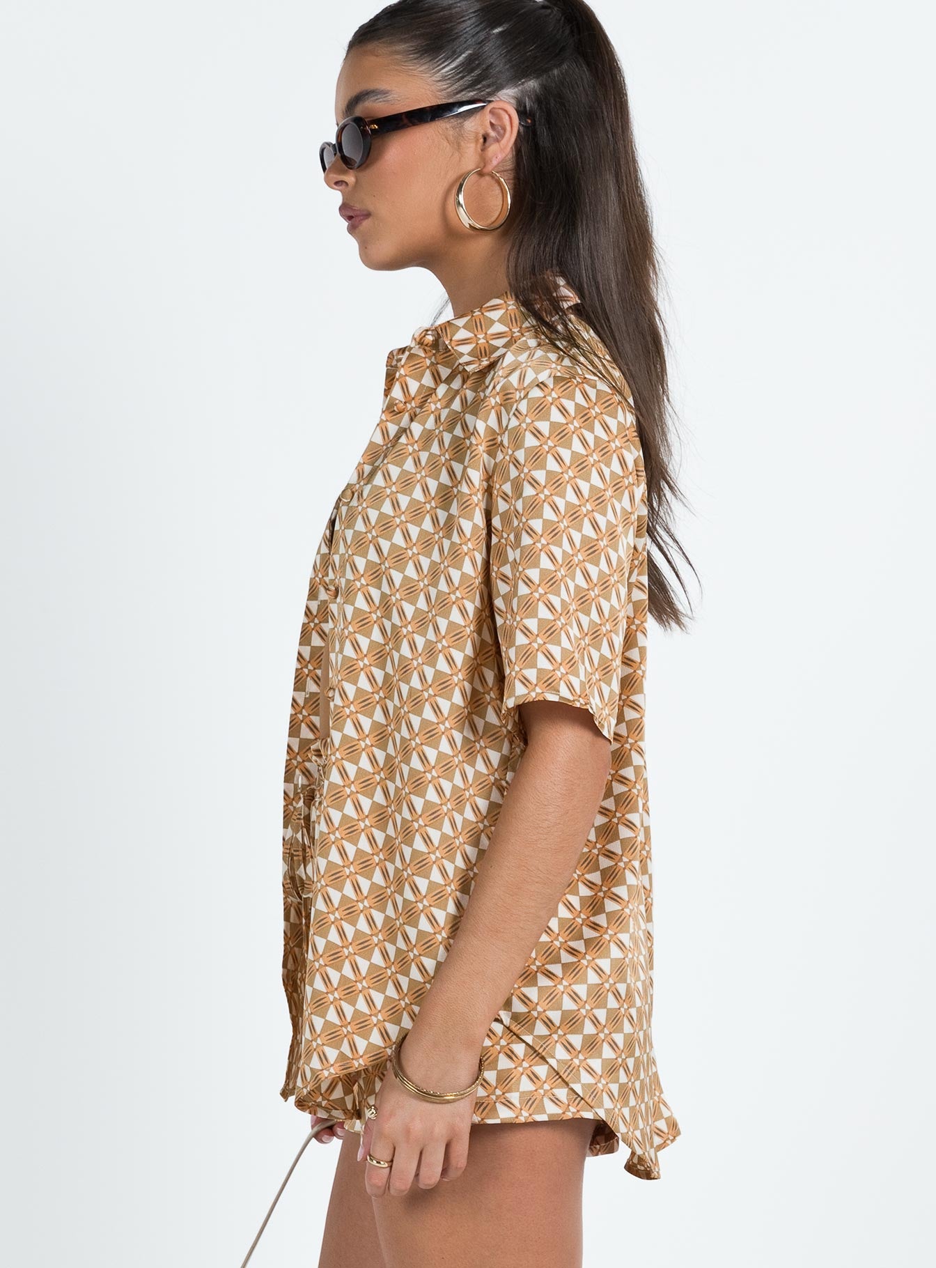 Ziggy Short Sleeve Shirt Orange Geo - Image 4